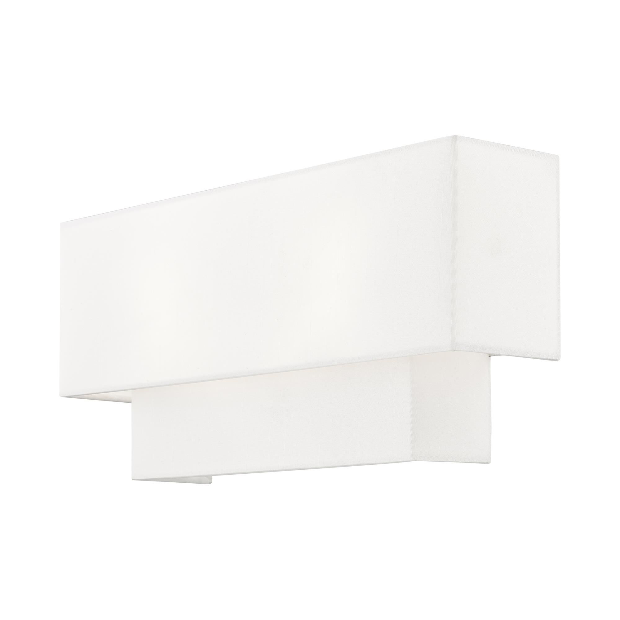 Shown in Brushed Nickel finish and Hand Crafted Off-White Fabric Outside & White Fabric Inside Hardback shade