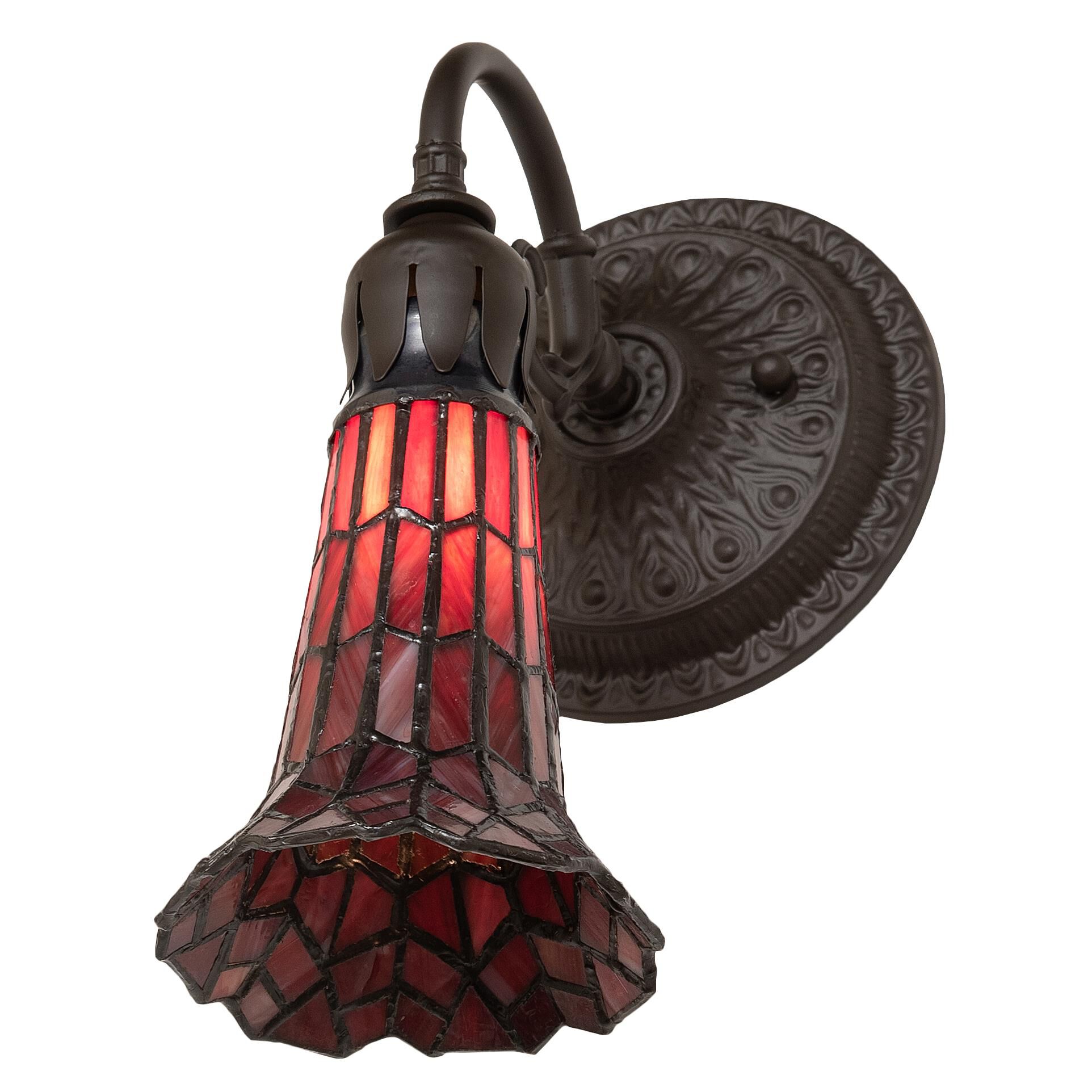 Meyda Lighting Stained Glass Pond Lily 10 Inch Tall Outdoor Wall Light