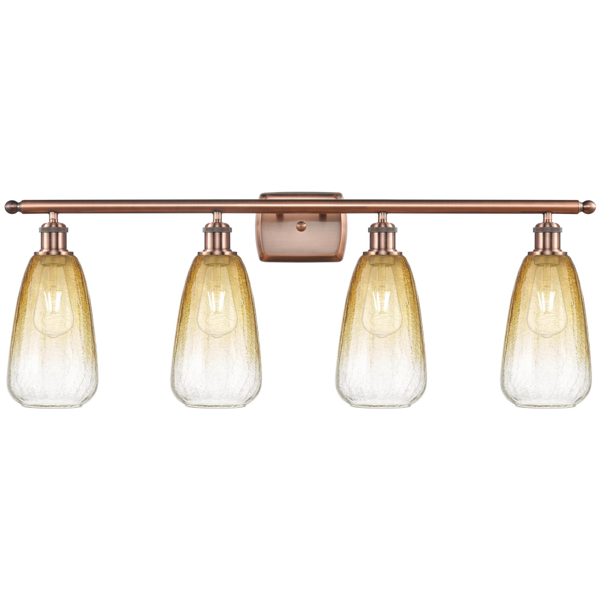 Shown in Antique Copper finish and Amber glass