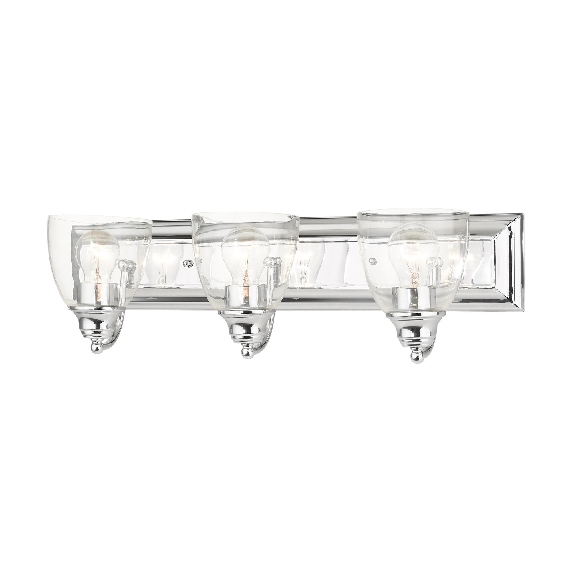 Shown in Polished Chrome finish and Hand Blown Clear glass