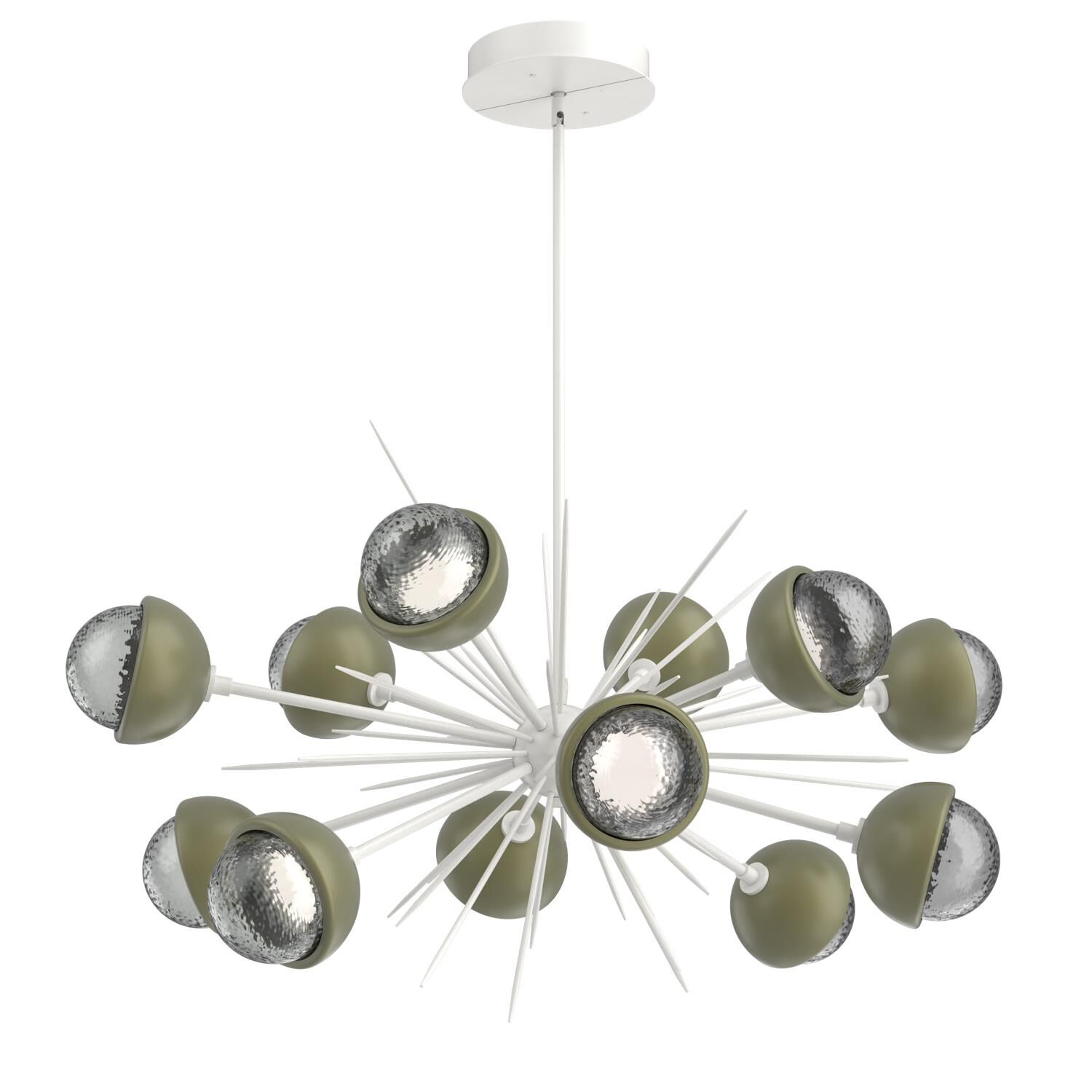 Shown in Salt White finish and Smoke glass and Sage Green accent