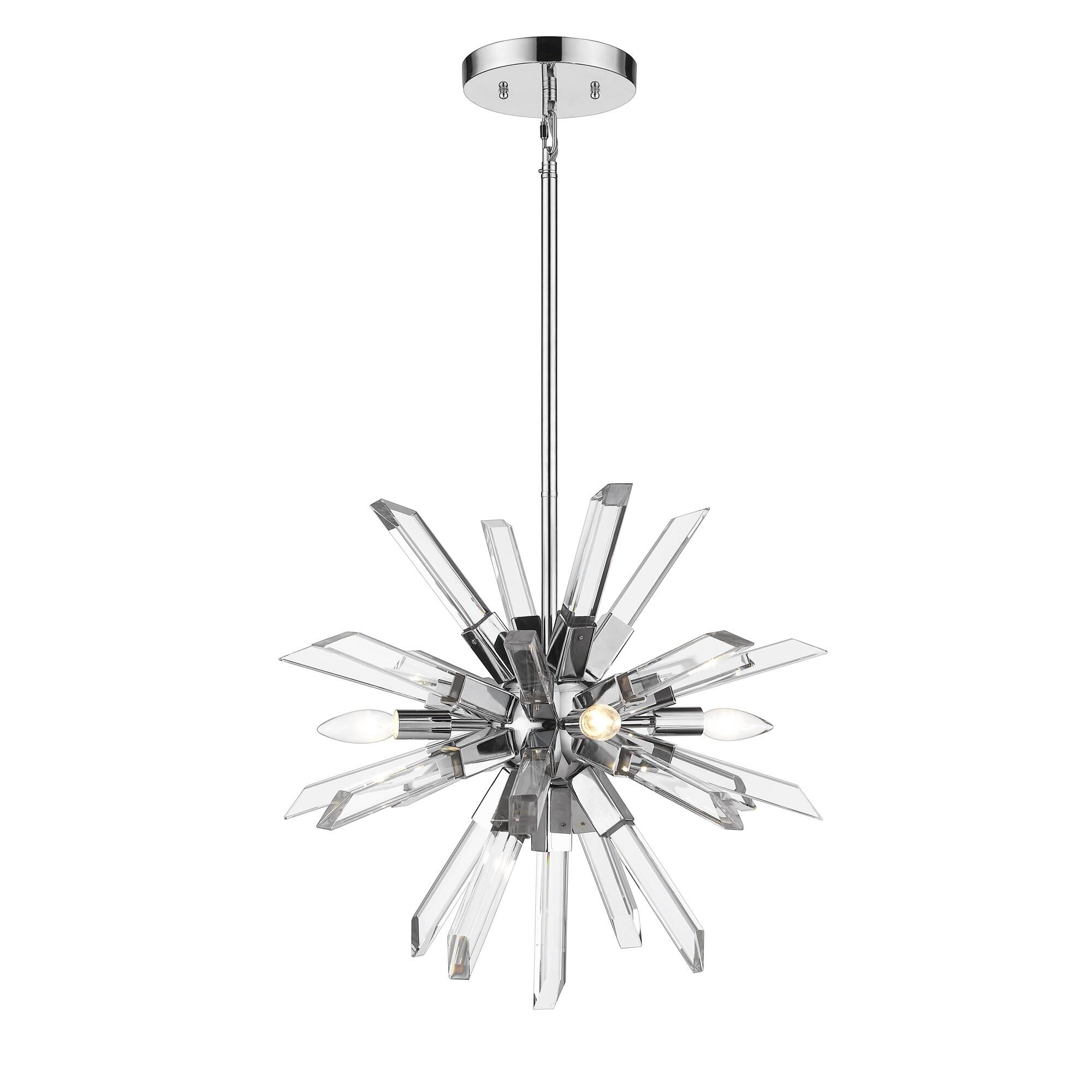 Shown in Chrome finish and Crystal glass and Crystal shade