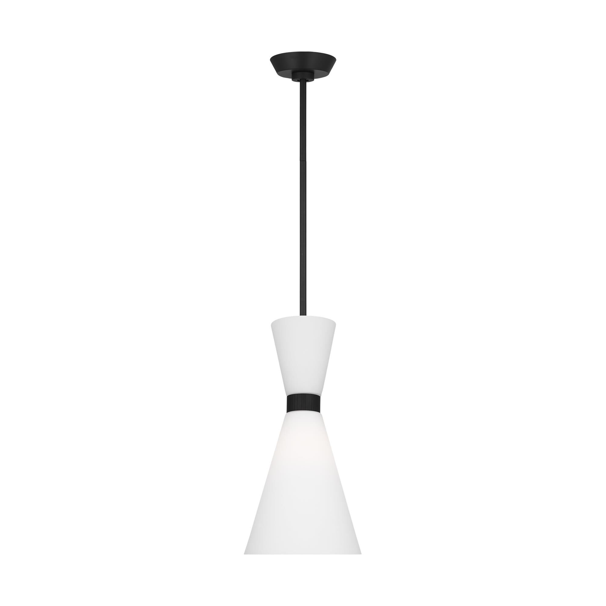 Shown in Midnight Black finish and Etched White Glass s shade