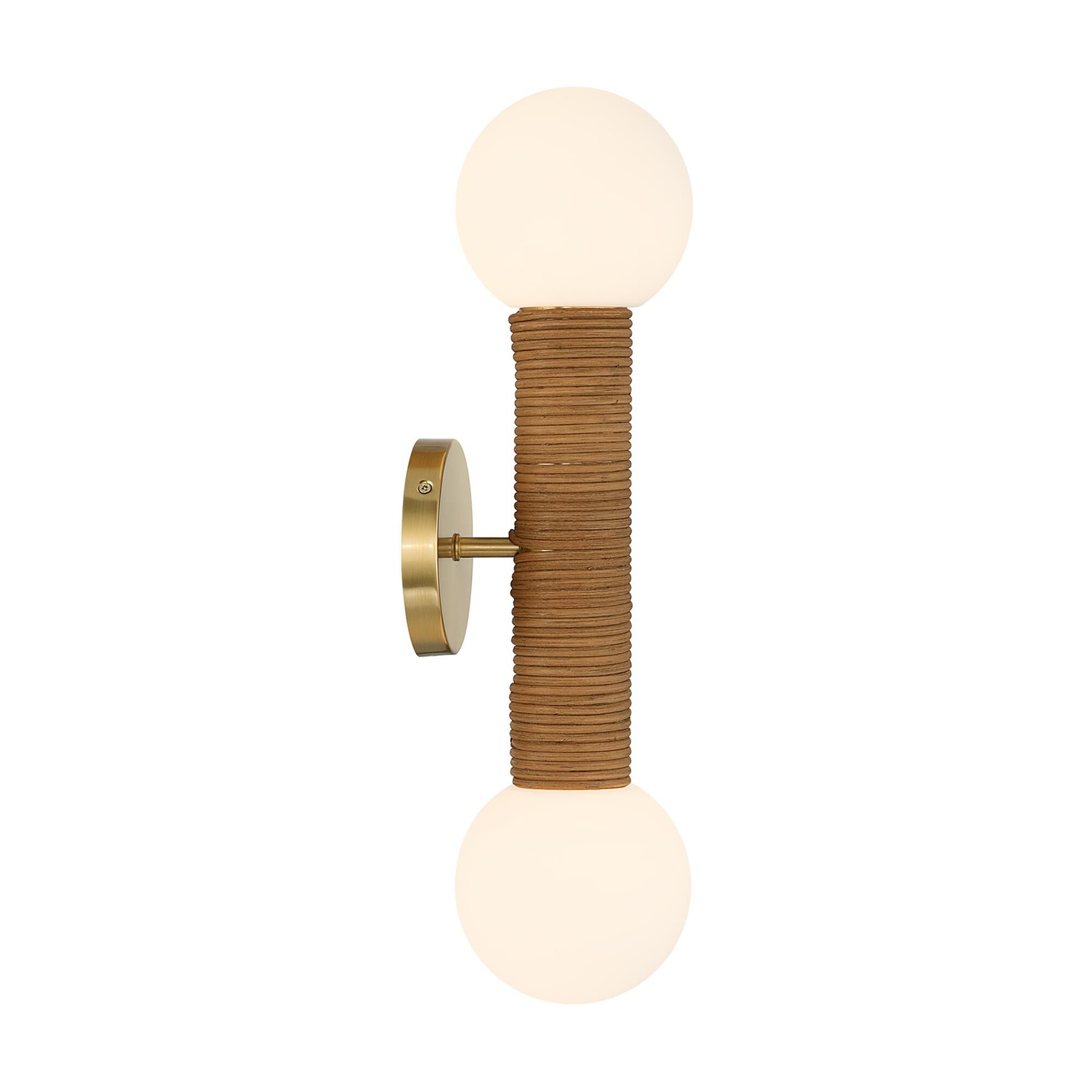 Shown in Warm Brass finish and White Opal glass