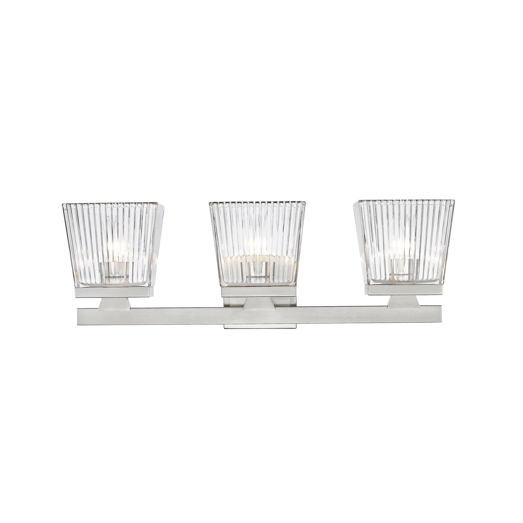 Shown in Brushed Nickel finish and Glass shade