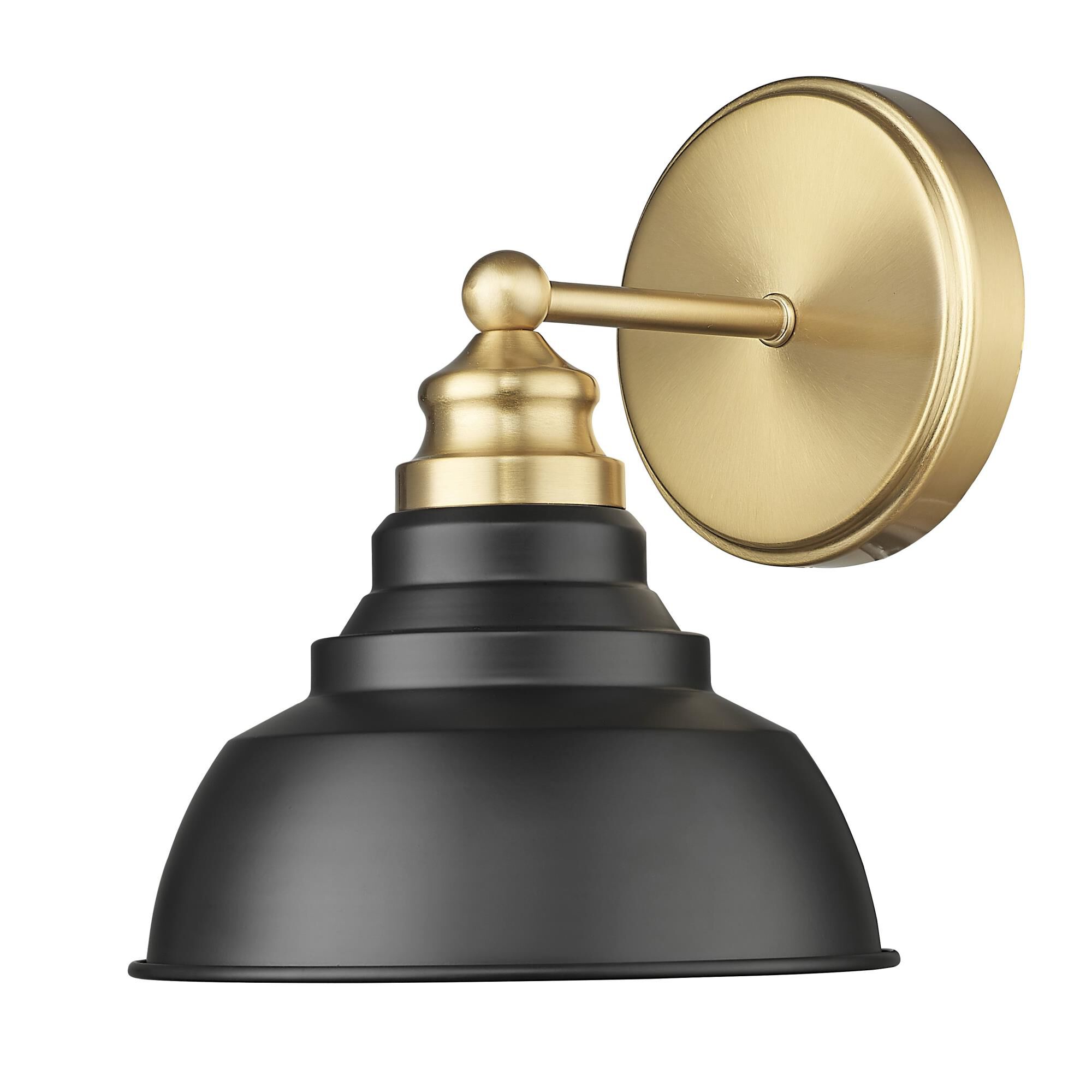 Shown in Matte Black And Brass finish and Black Metal shade