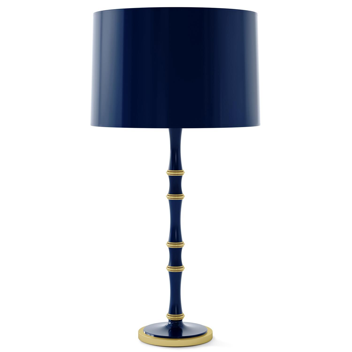 Shown in Midnight Blue finish and Midnight Blue shade and Modern Brass accent