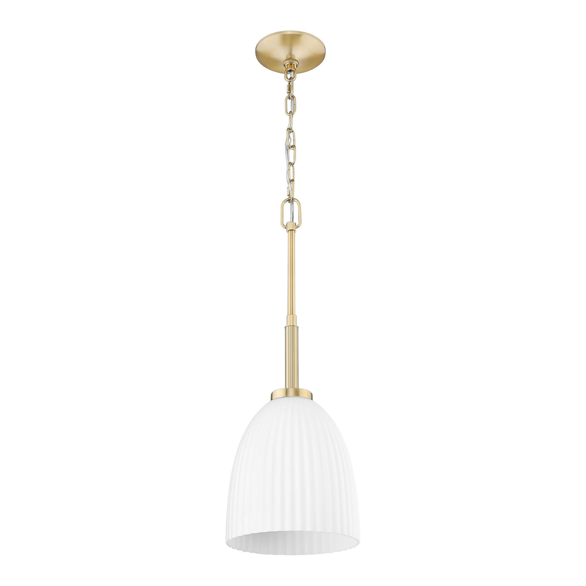 Shown in Modern Gold finish and Matte Opal glass and Matte Opal shade