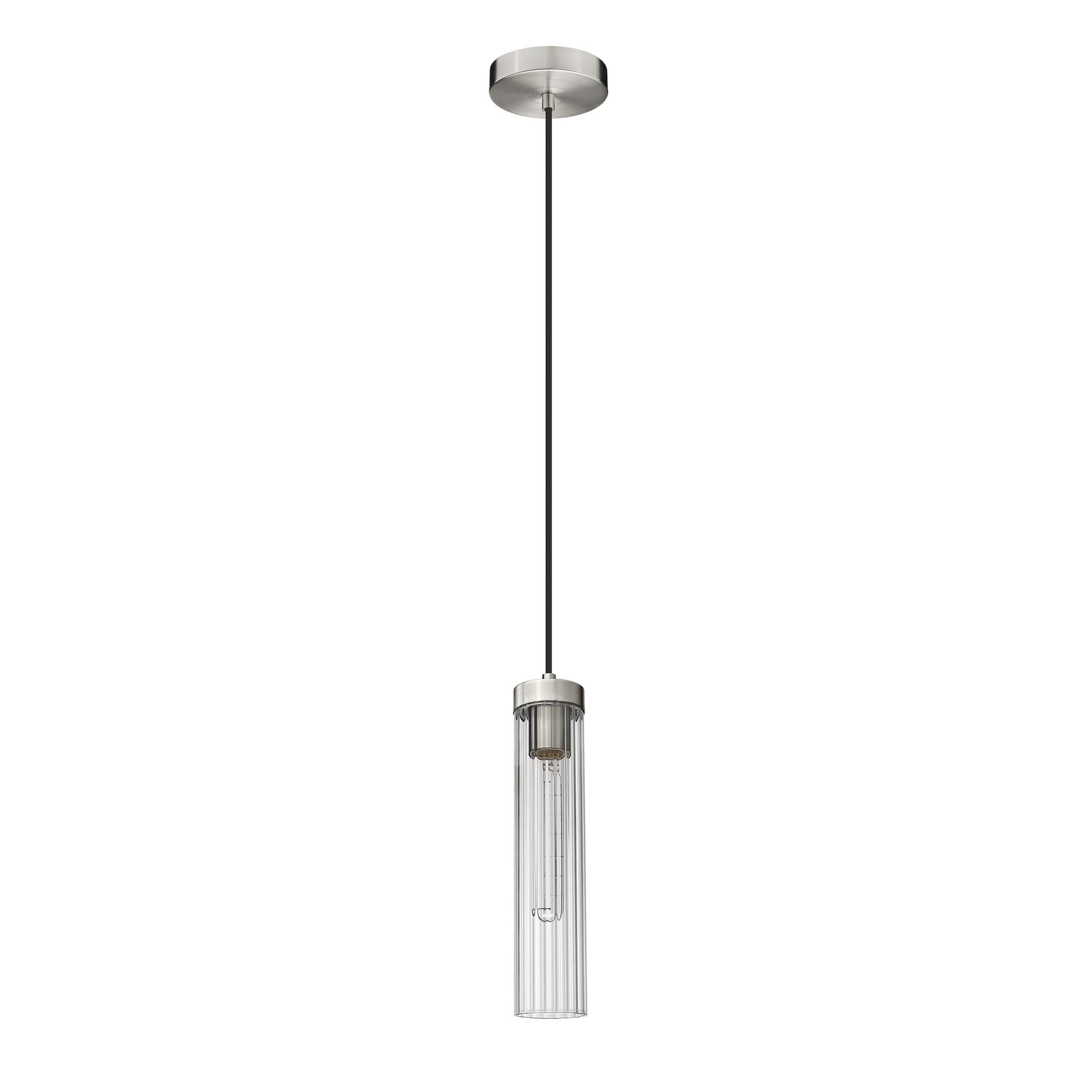 Shown in Brushed Nickel finish and Clear glass