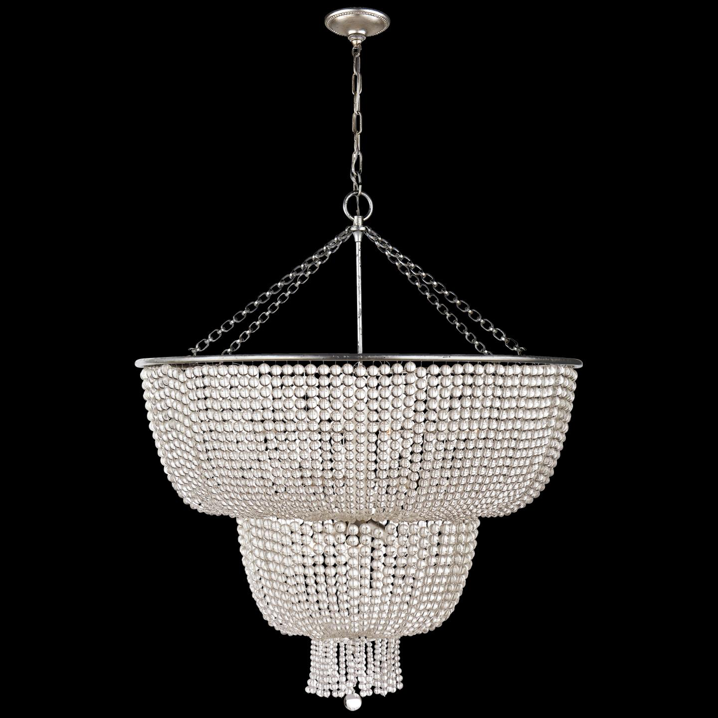 Shown in Burnished Silver Leaf finish and Clear glass