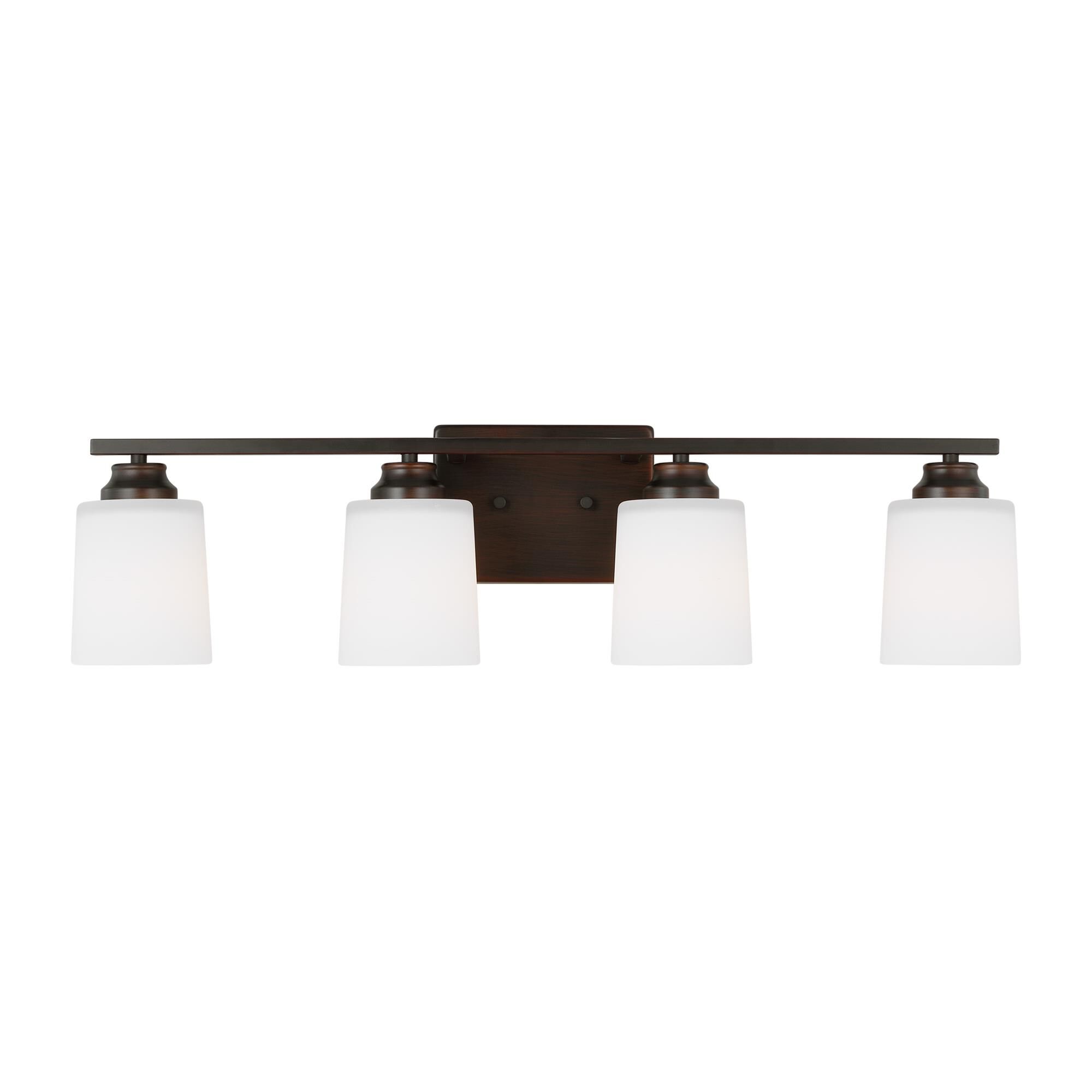 Shown in Bronze finish and Etched / White Inside Glass s shade
