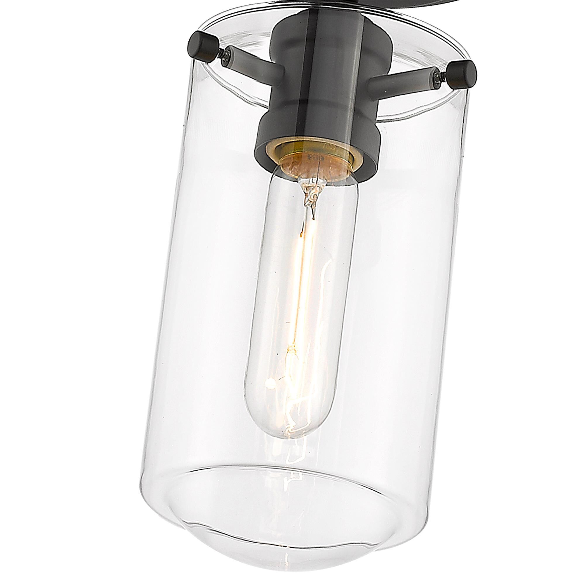 Shown in Matte Black finish and Glass shade