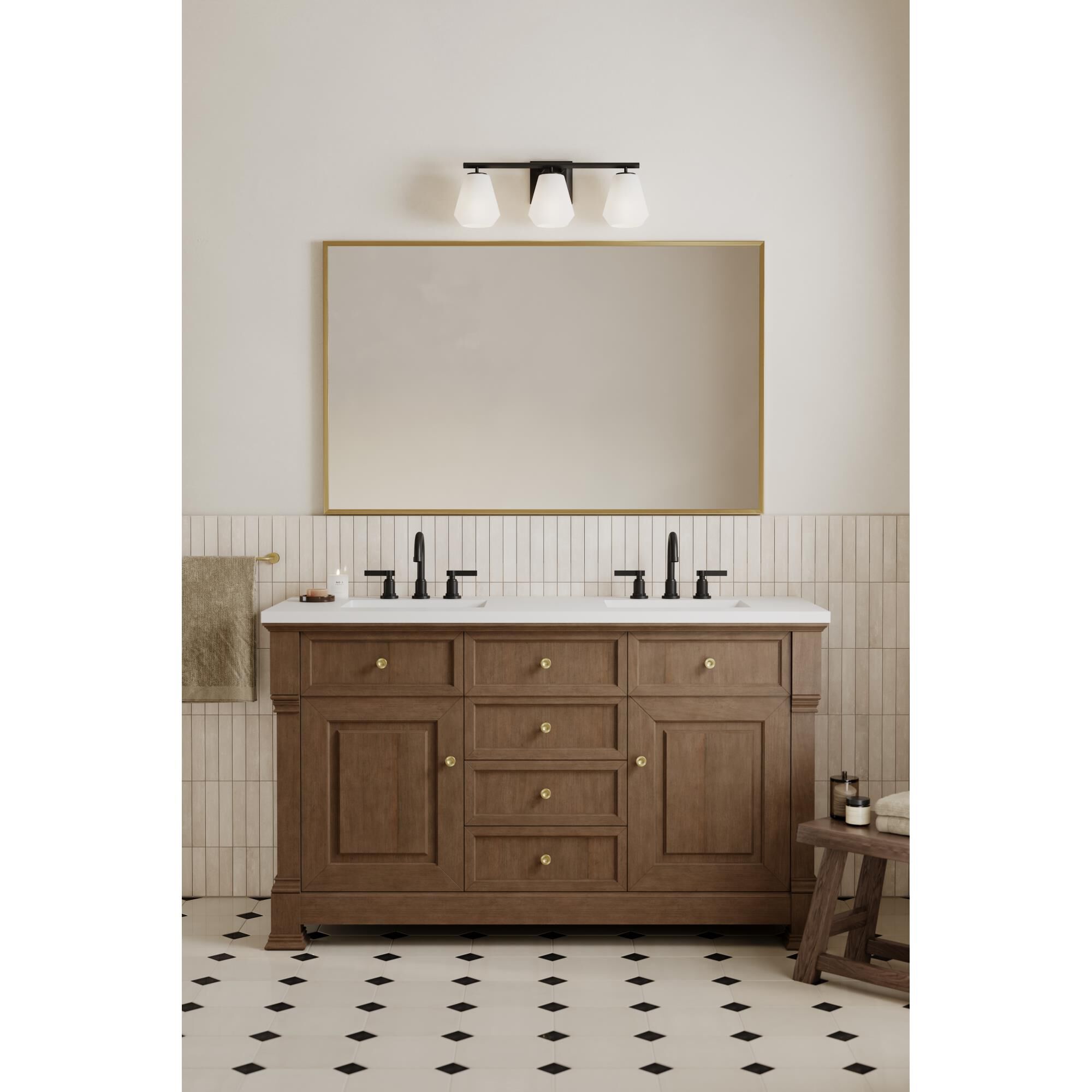 Shown in Dark Matte Black finish and Alabaster glass