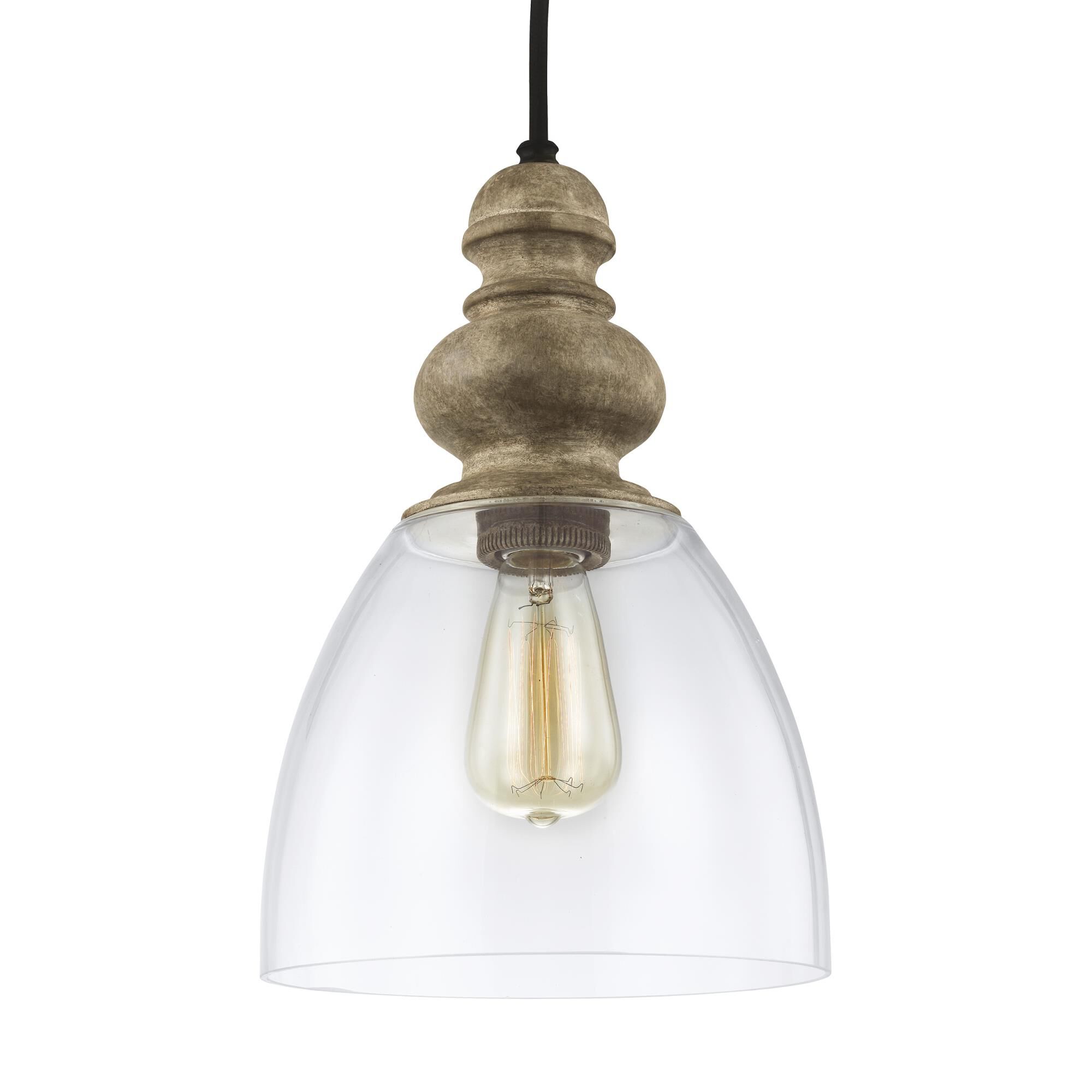 Shown in Driftwood - Dark Weathered Zinc finish and Clear glass