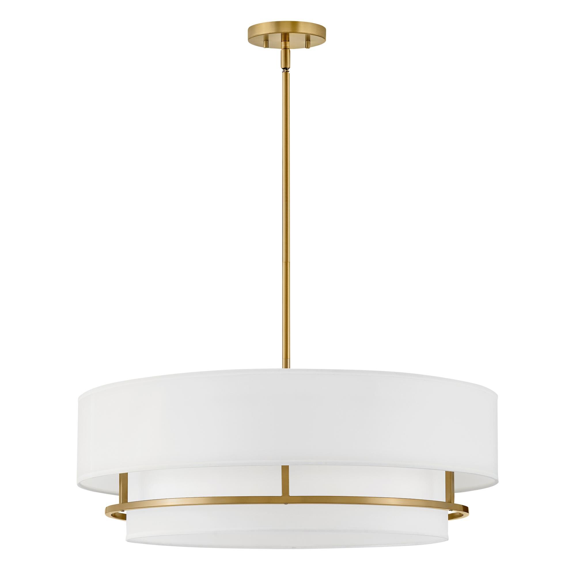 Shown in Lacquered Brass finish and Faux Parchment shade