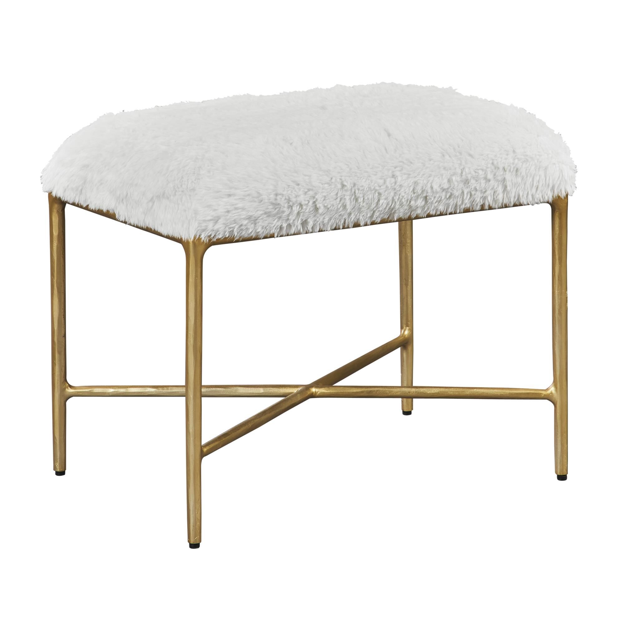 Shown in A Textural Glam Accent Featuring A Lush Long-Haired Faux Sheepskin In Cream Paired With A Solid Wrou finish