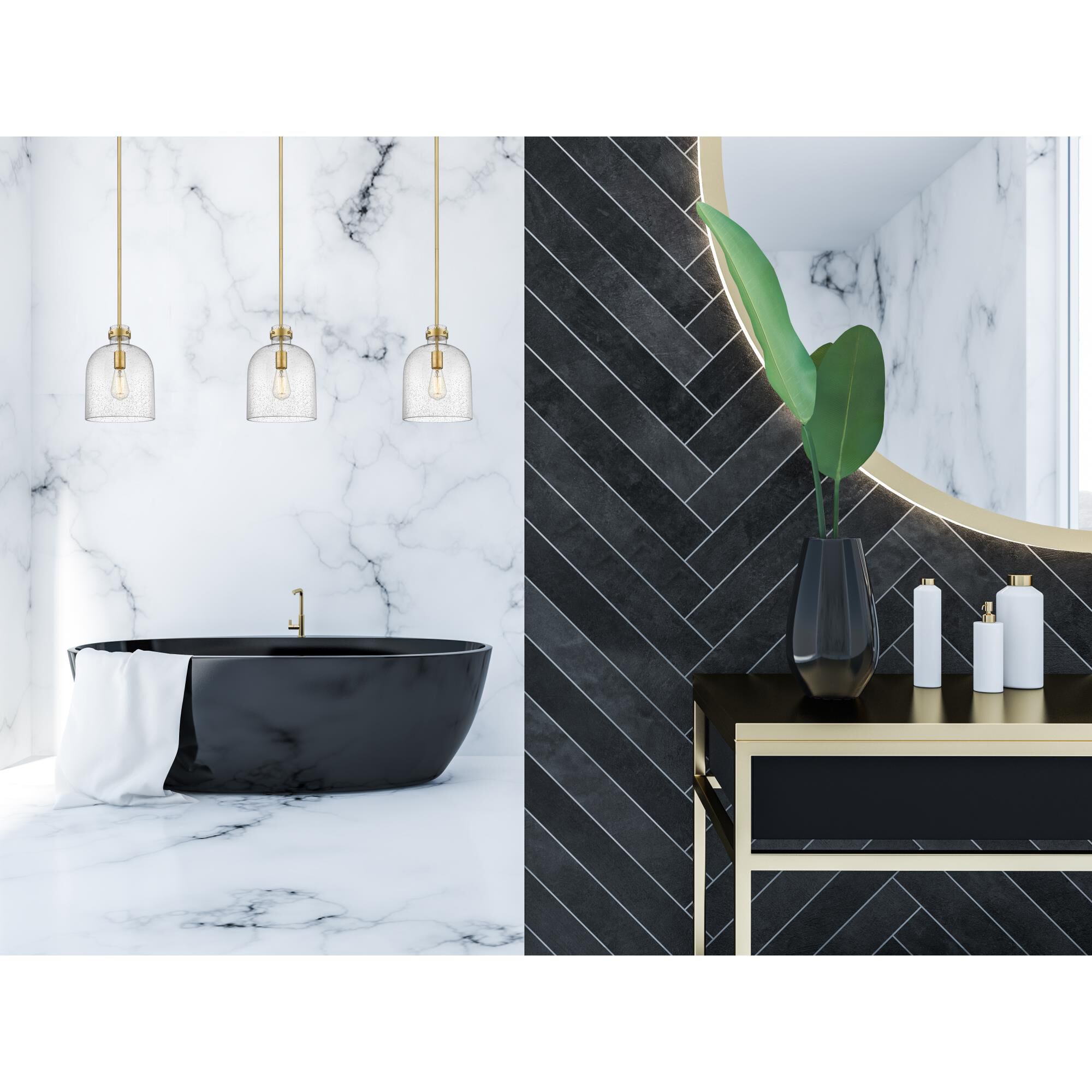 Shown in Rubbed Brass finish and Clear Seedy glass and No Shade shade