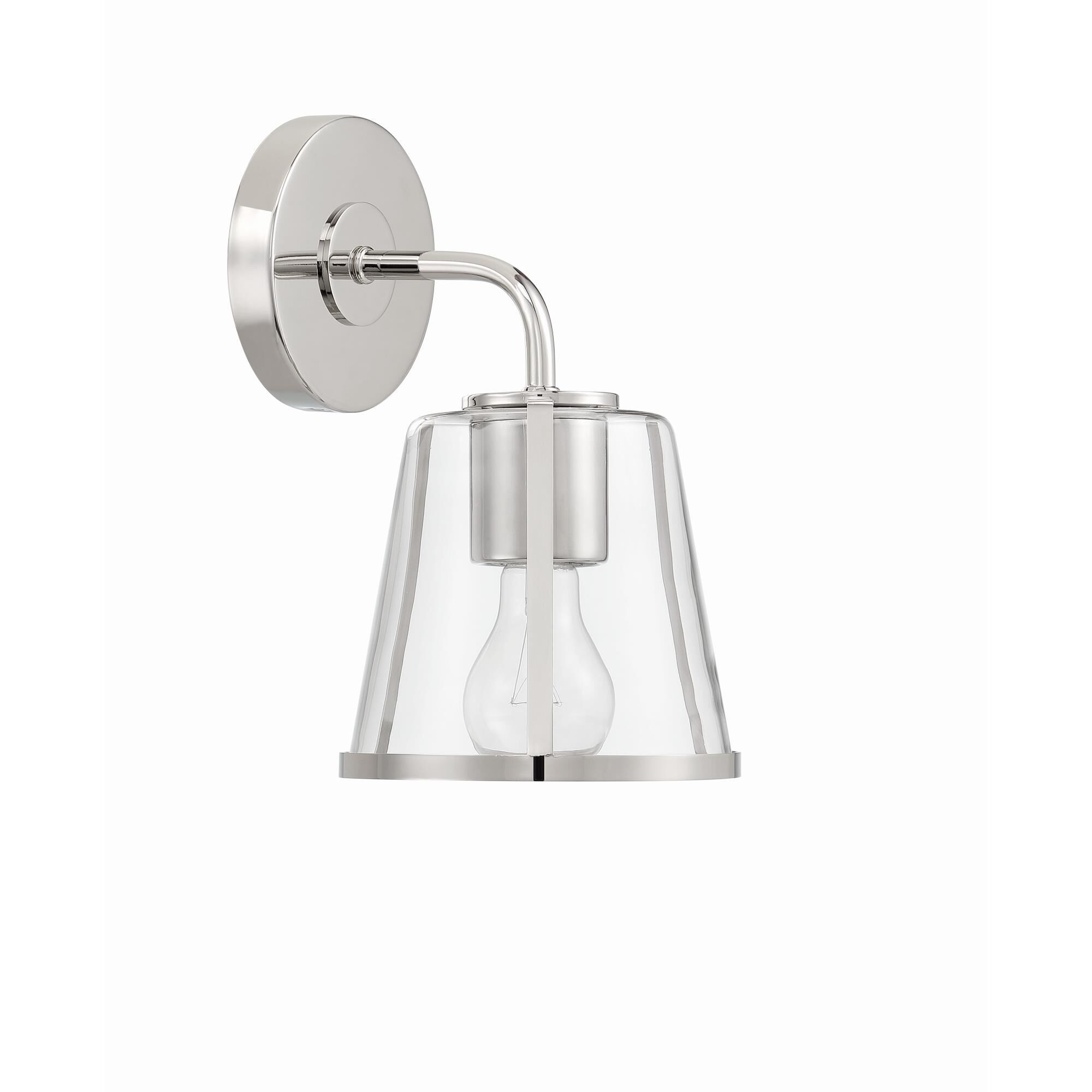 Shown in Polished Nickel finish and Clear glass and Clear Glass shade