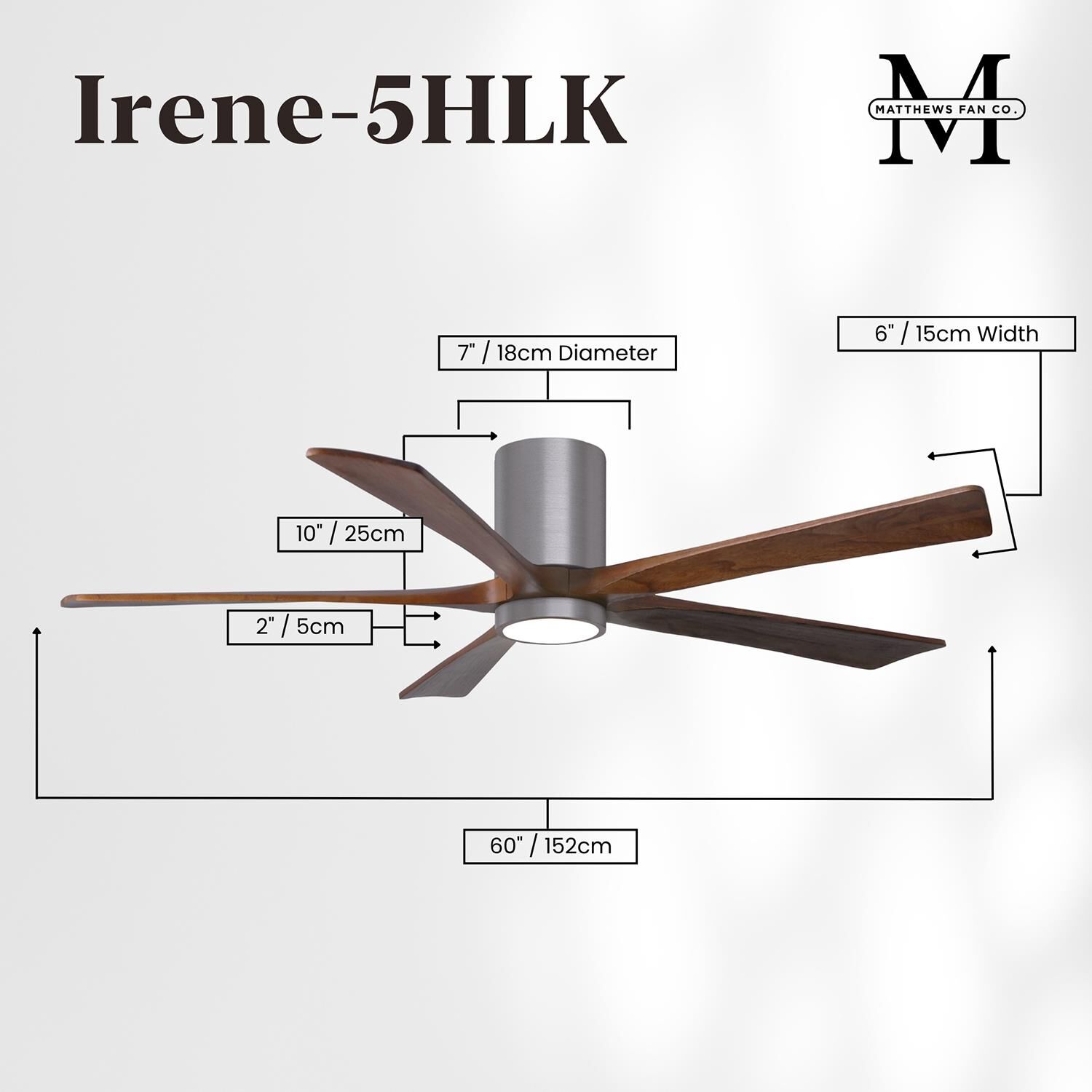 Irene 60 Inch Flush Mount Fan with Light Kit by Matthews Fan Company