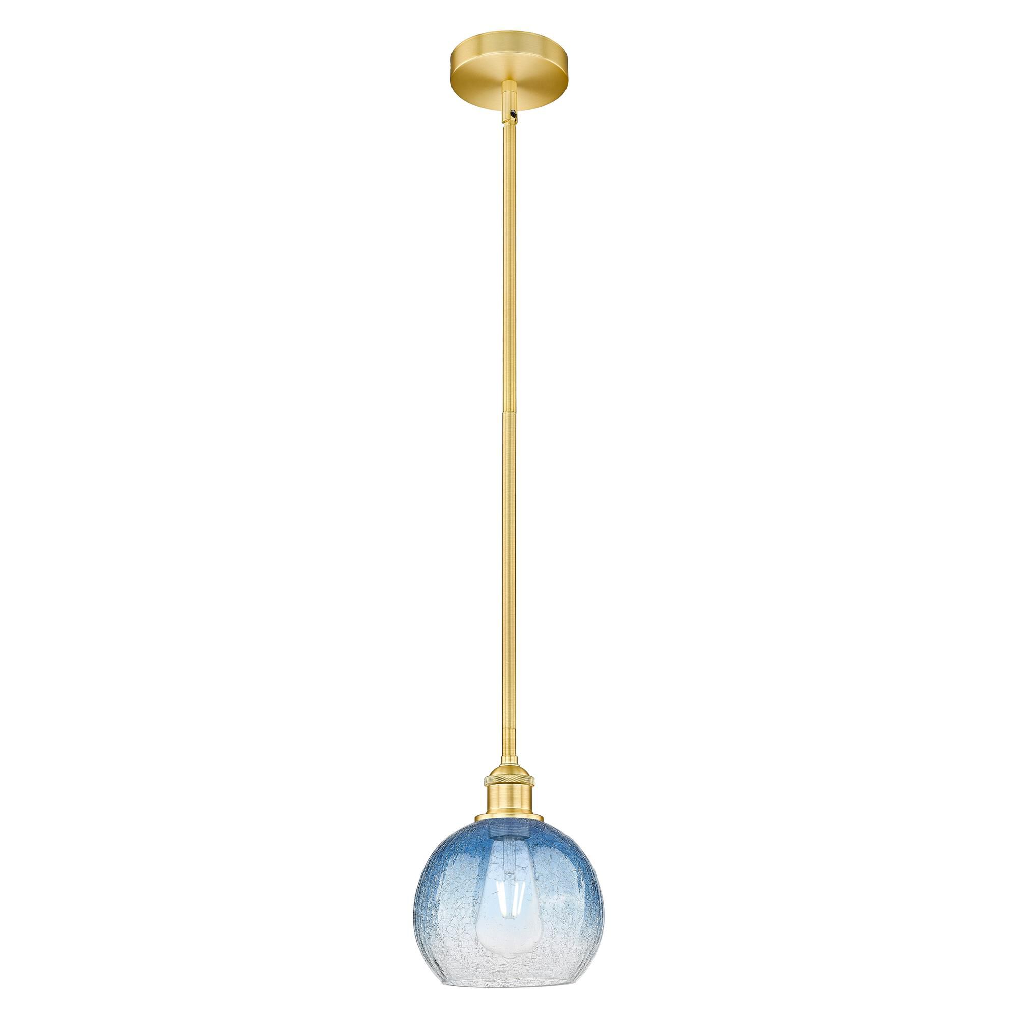 Shown in Satin Gold finish and Sapphire Blue glass