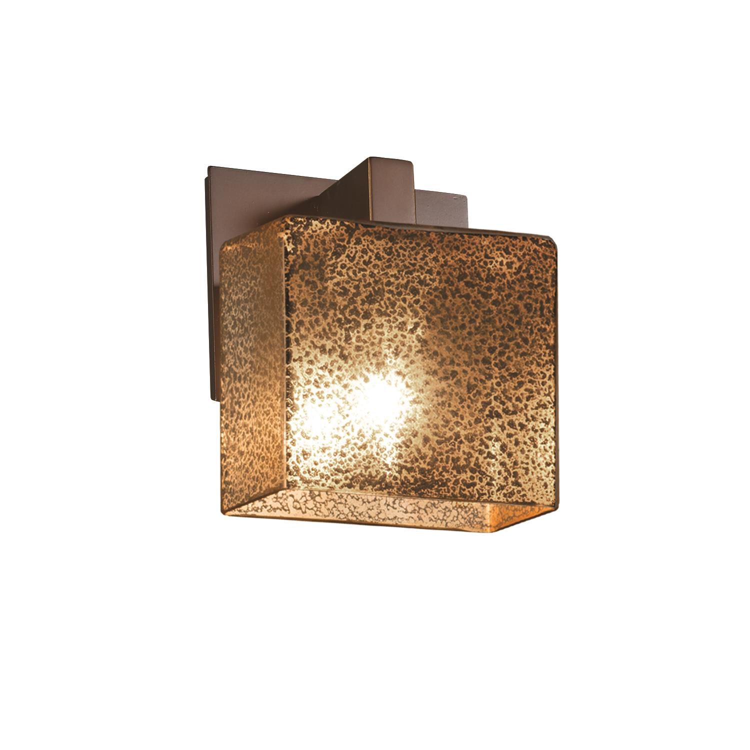 Shown in Dark Bronze finish and Mercury Artisan glass and Rectangle accent