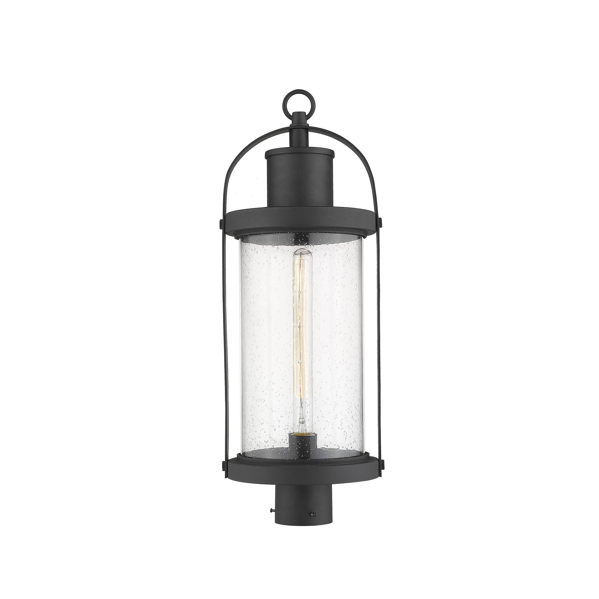 Shown in Black finish and Glass shade