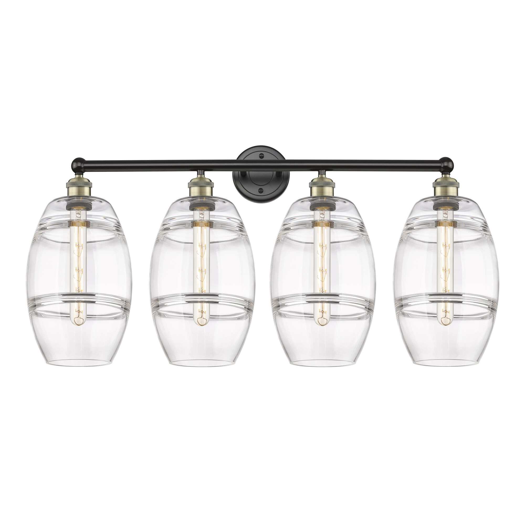 Shown in Black Antique Brass finish and Clear glass