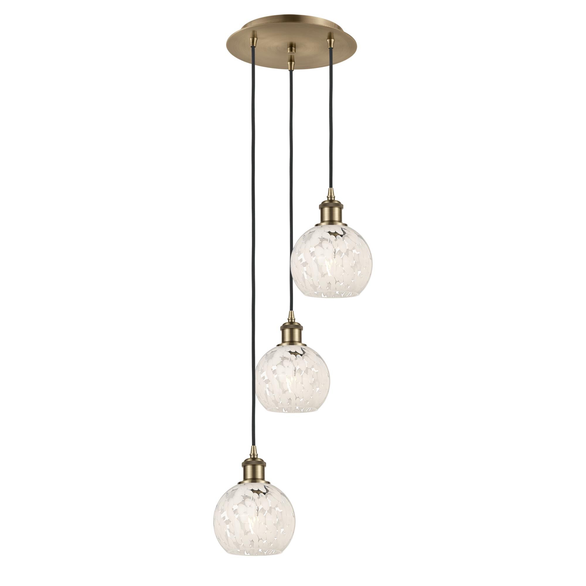 Bruno Marashlian White Mouchette 12 Inch 3 Light Multi Light Pendant by Innovations Lighting