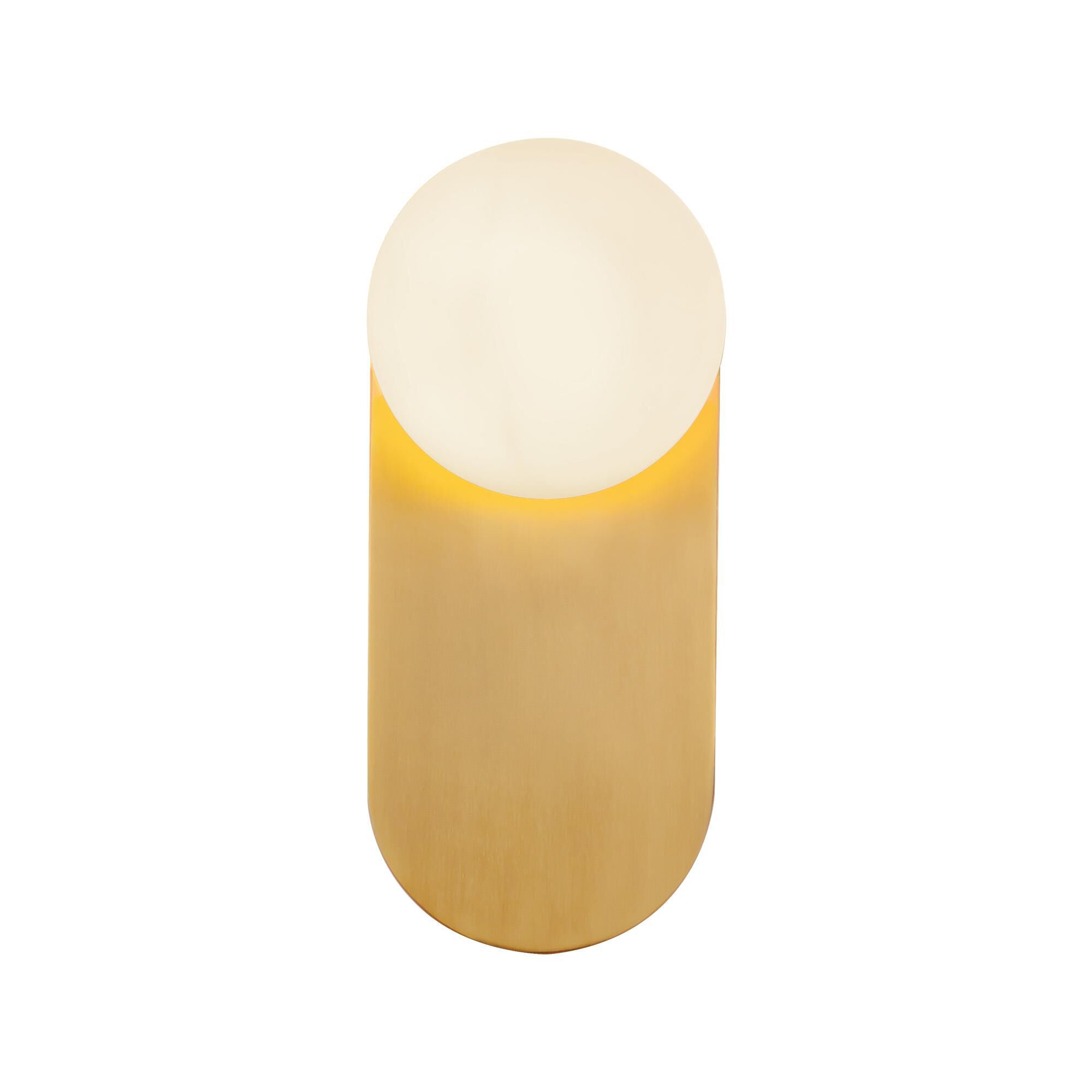 Shown in Brushed Gold finish and Opal glass