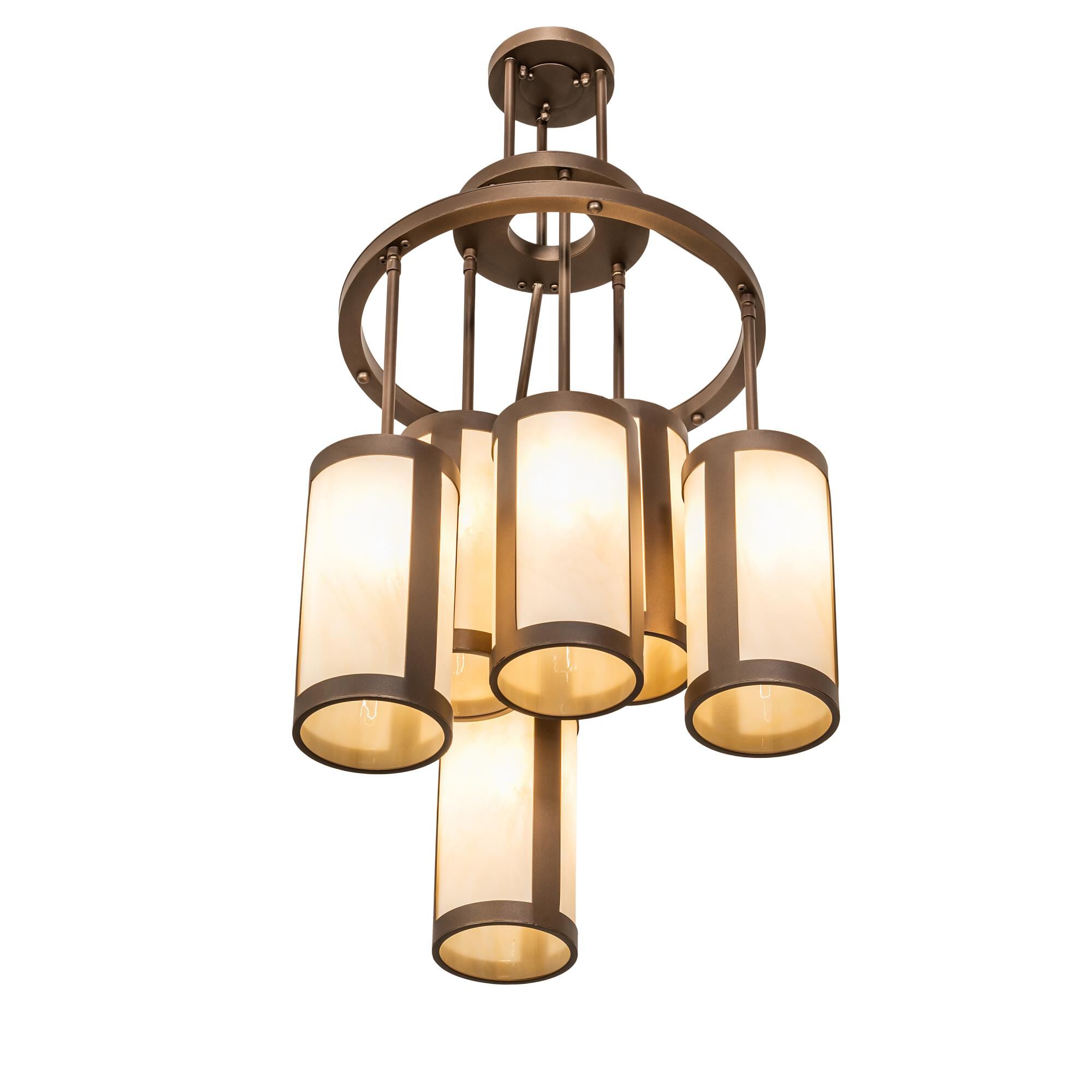 Shown in Bronze Finish finish and Amber /Acrylic;Ivory glass