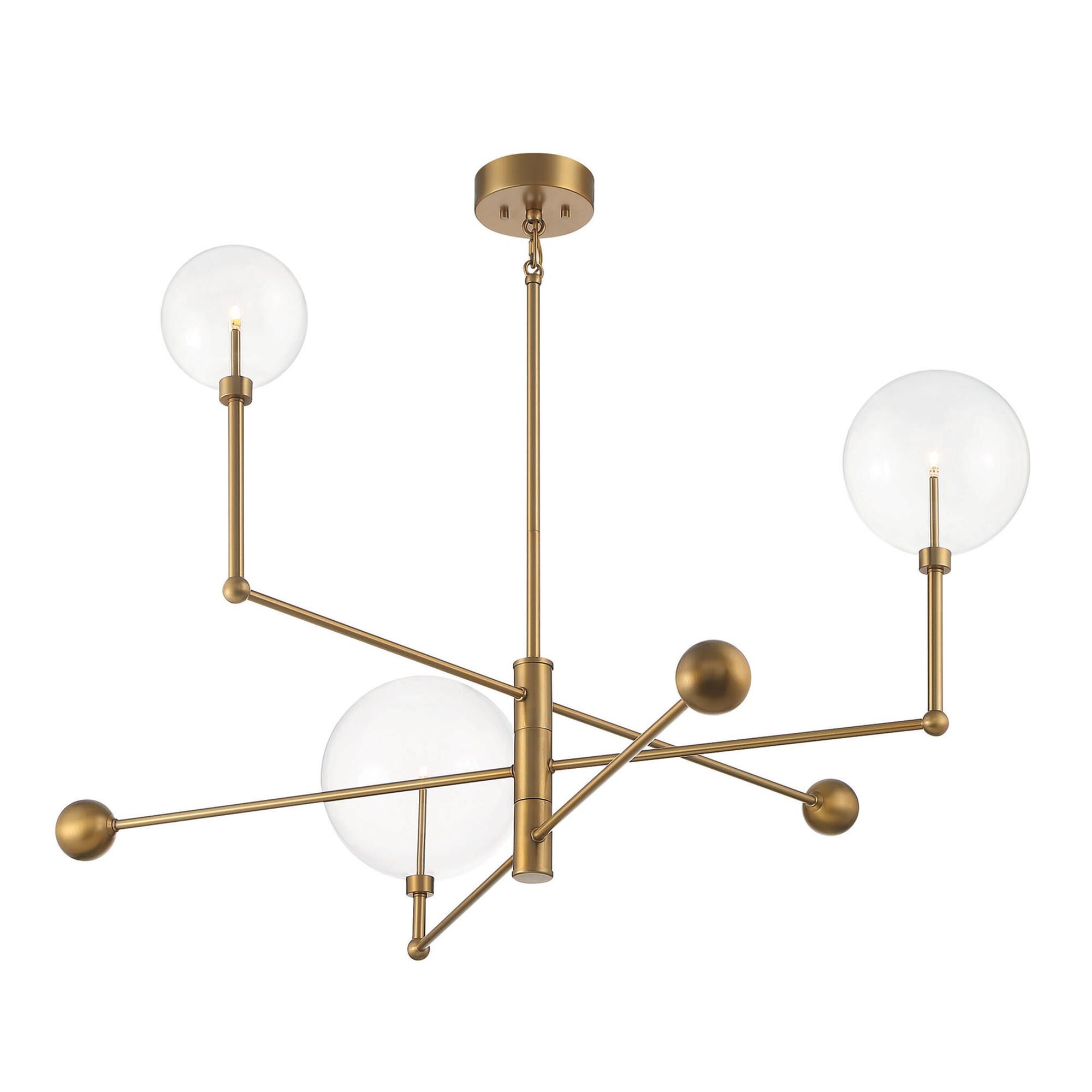 Shown in Natural Brass finish and Clear glass