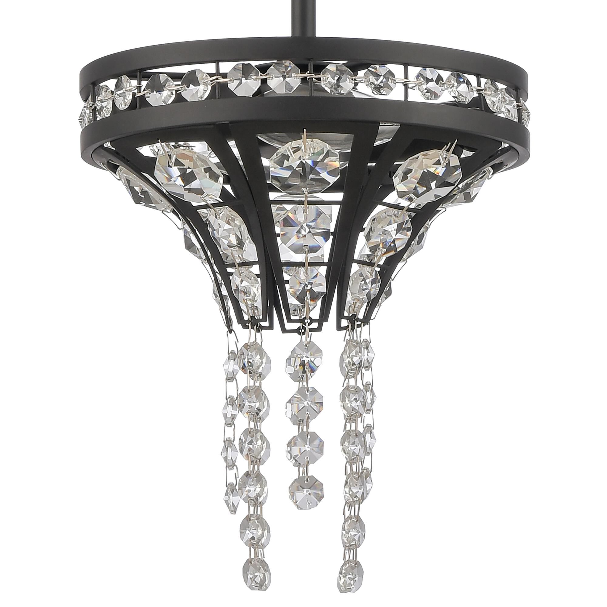 Shown in Black finish and Matte Black Metal with Crystal Strands shade