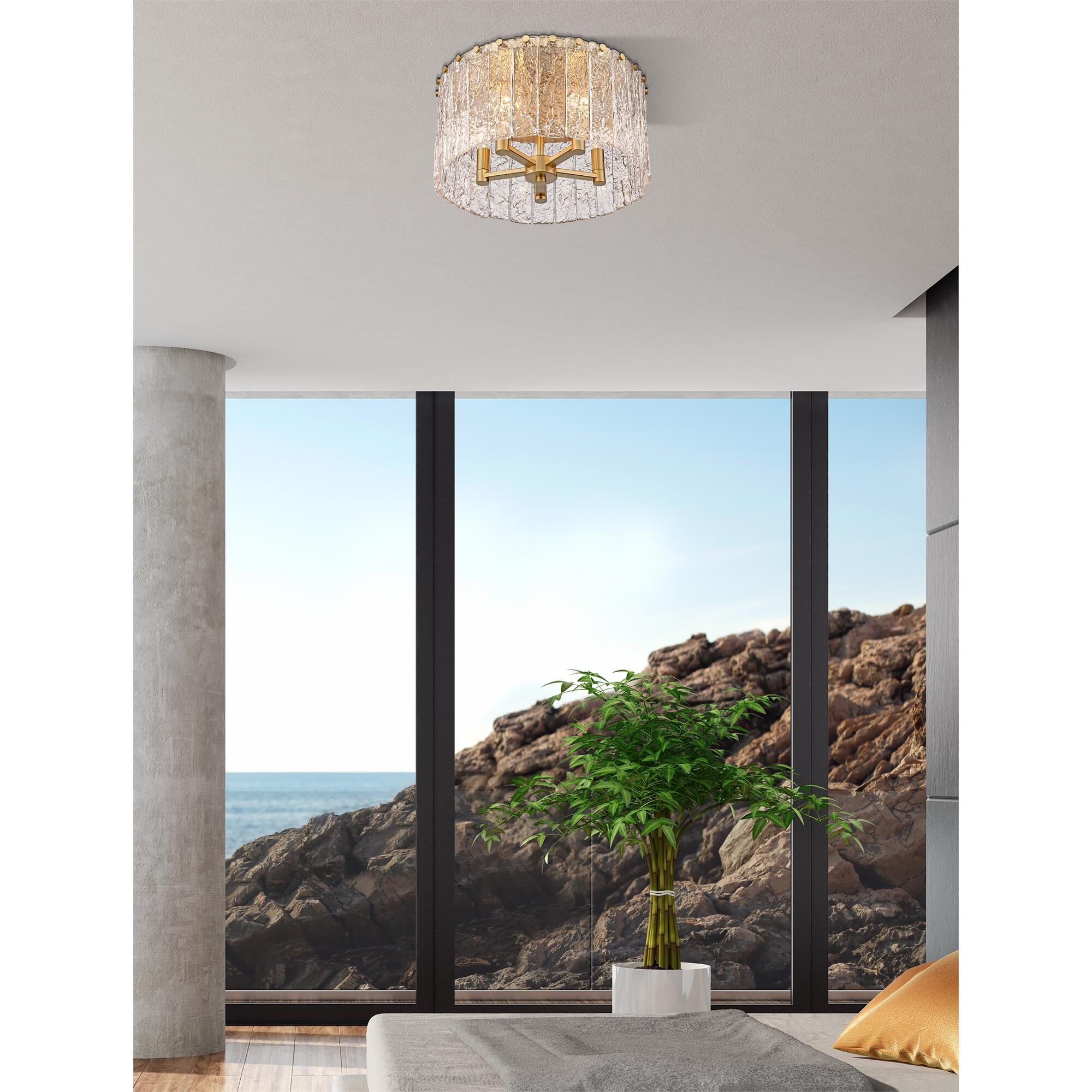 Shown in Modern Gold finish and Clear glass
