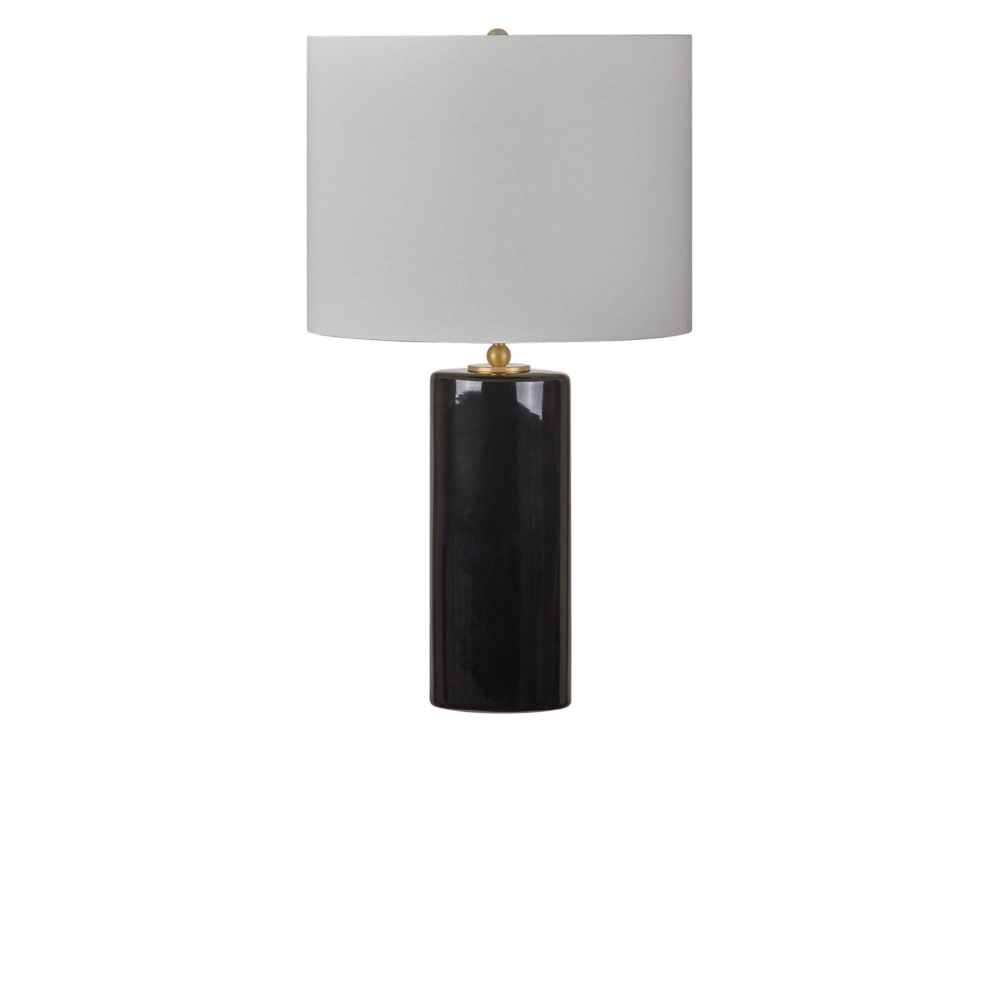 Shown in Black Ceramic finish and White Linen Fabric shade