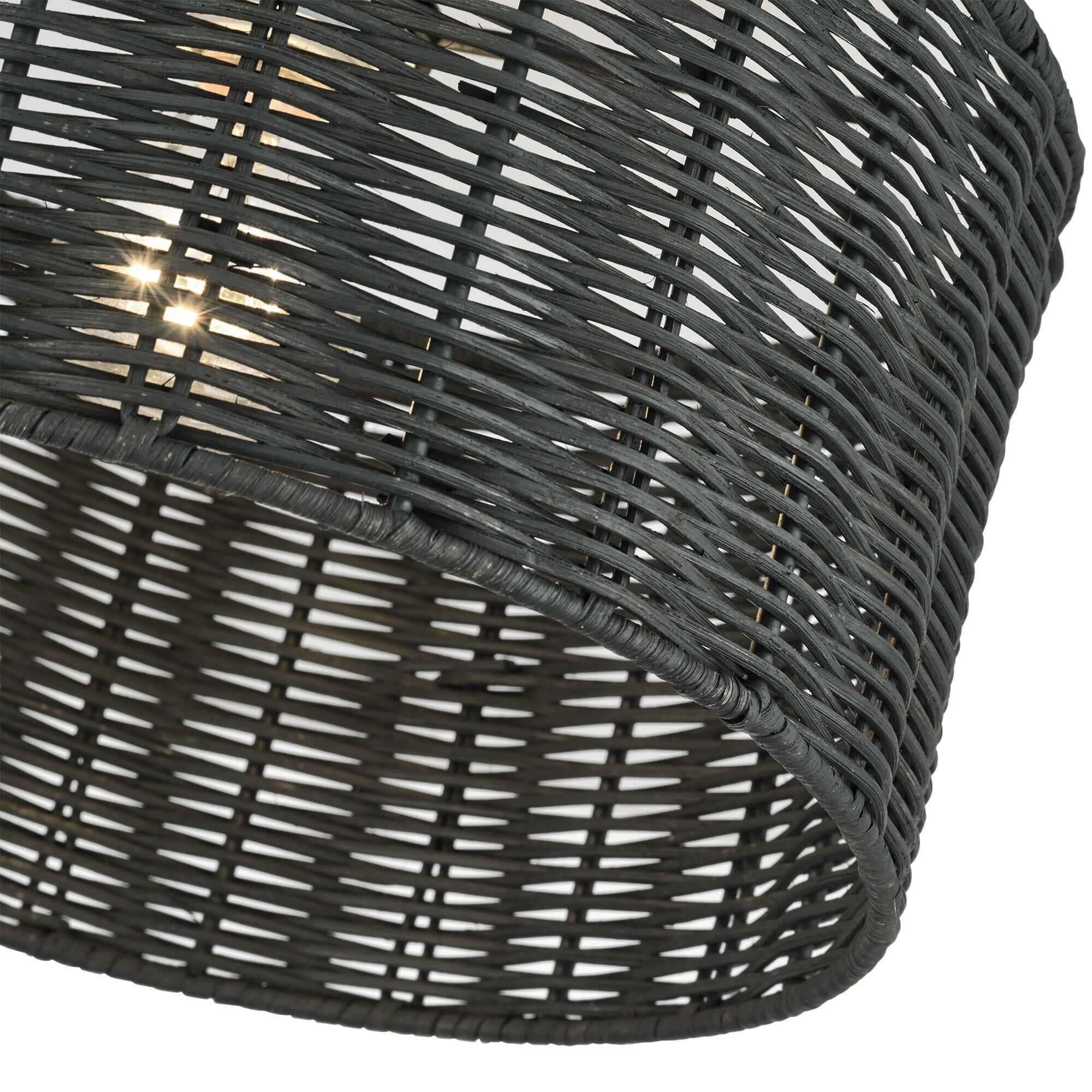 Shown in Brushed Nickel finish and Hand-Woven Charred Gray Color Rattan shade