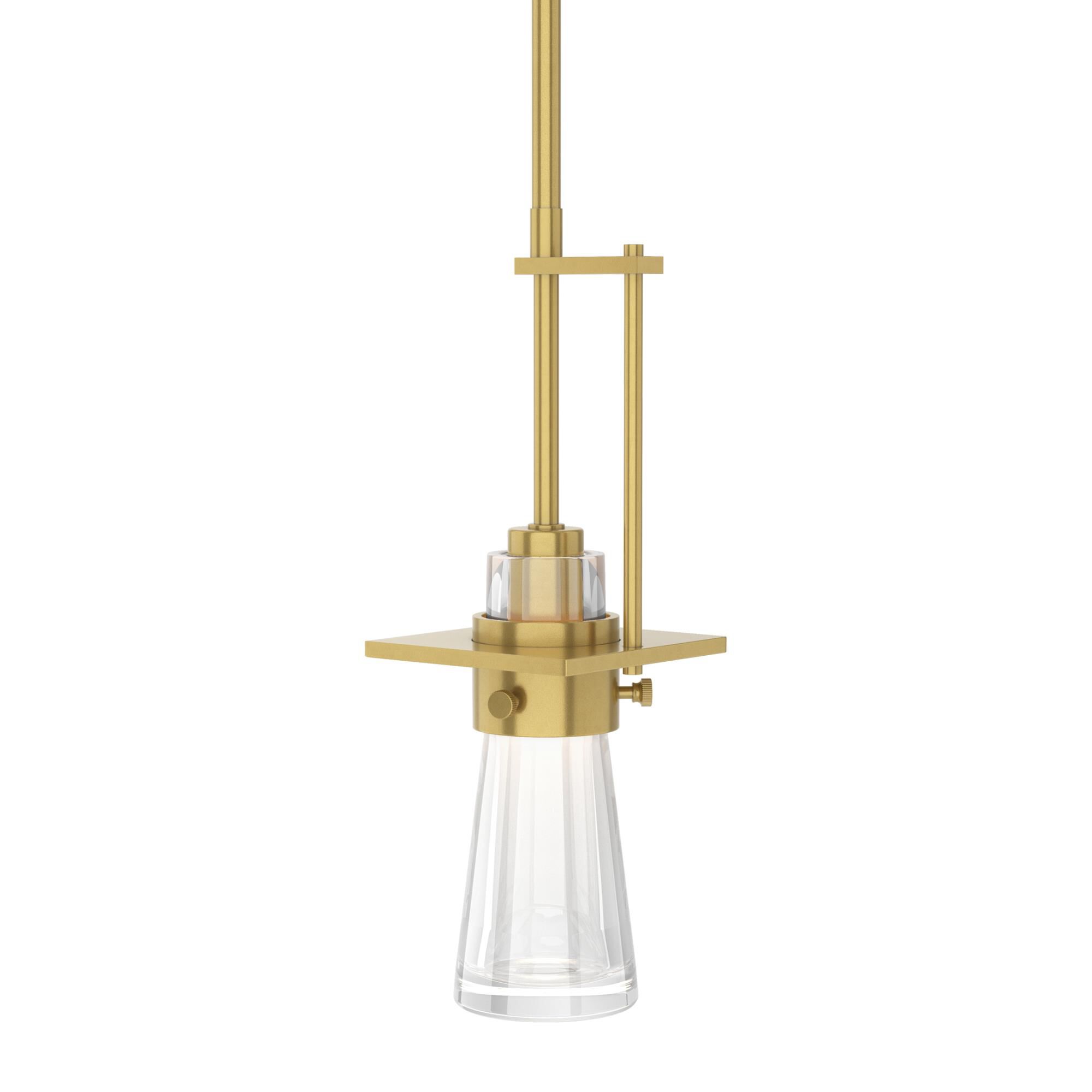 Shown in Modern Brass finish and Clear glass