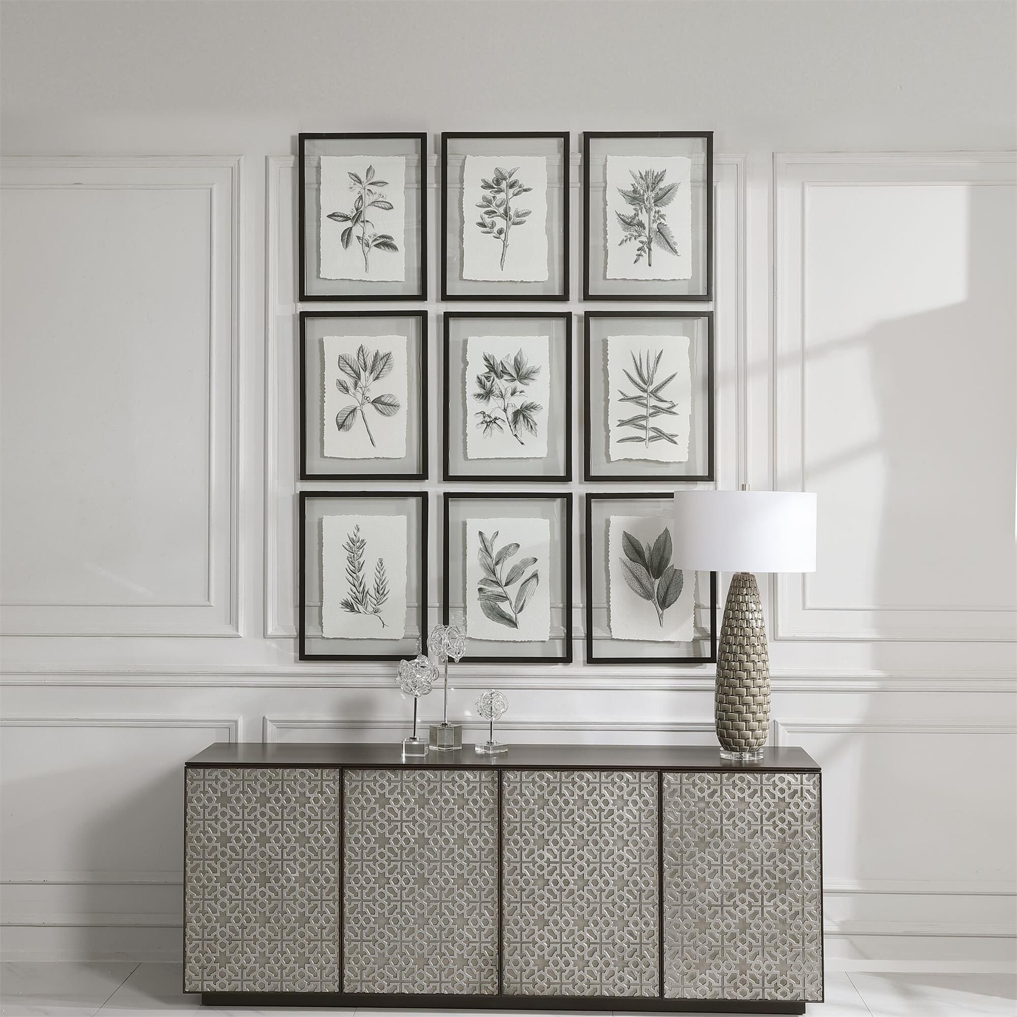 Uttermost Farmhouse Florals Framed Prints, S/9 Print by Uttermost
