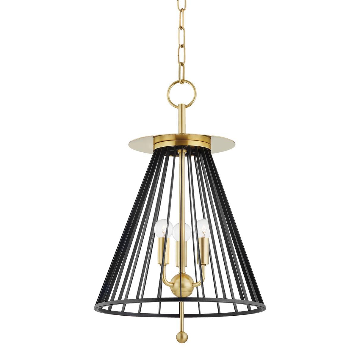 Shown in Aged Brass/Black finish and Black Steel shade