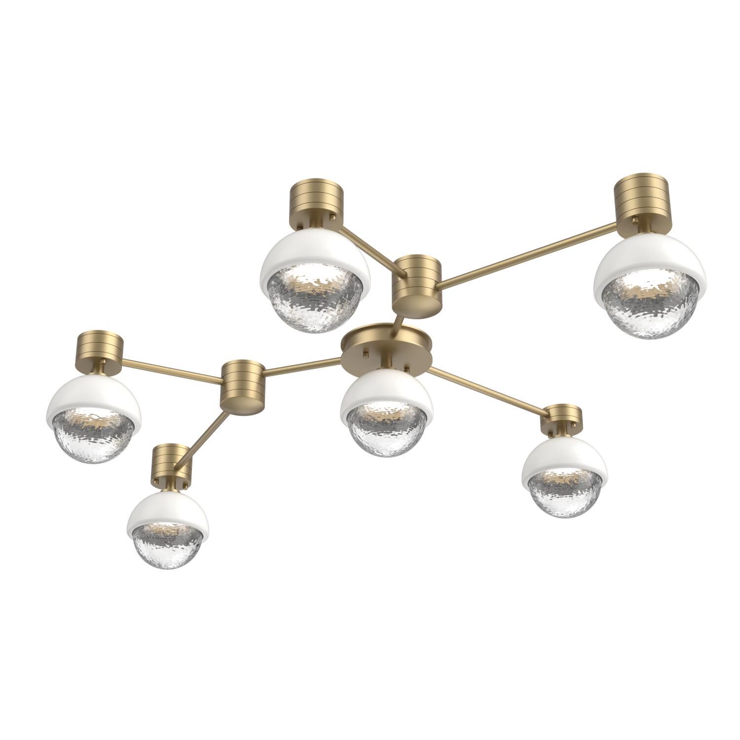 Shown in Gilded Brass finish and Clear glass and Salt White accent
