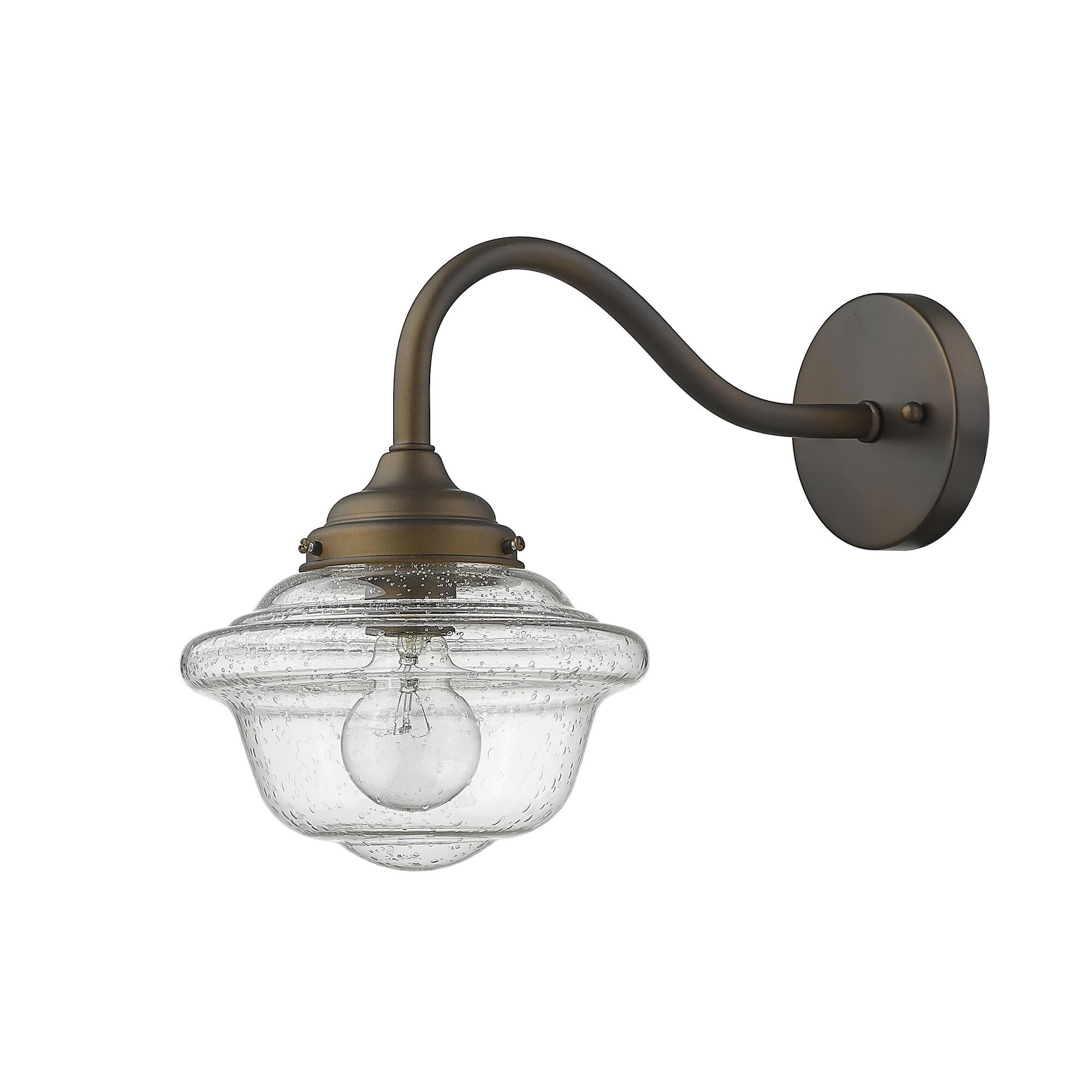 Shown in Oil-Rubbed Bronze finish and Clear glass and Clear, Seedy Glass shade