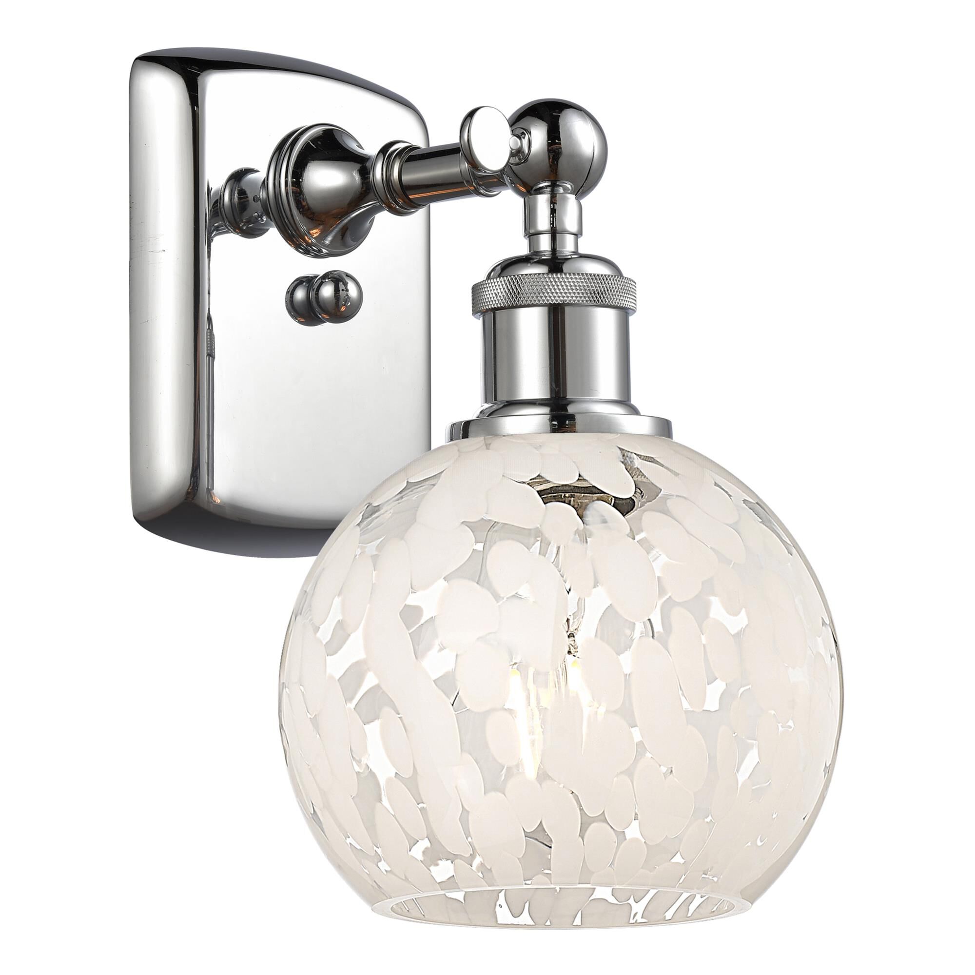 Shown in Polished Chrome finish and White Mouchette glass