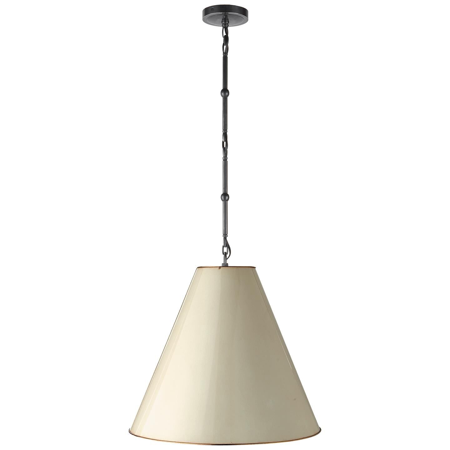 Shown in Bronze finish and Antique White With Brass Interior shade