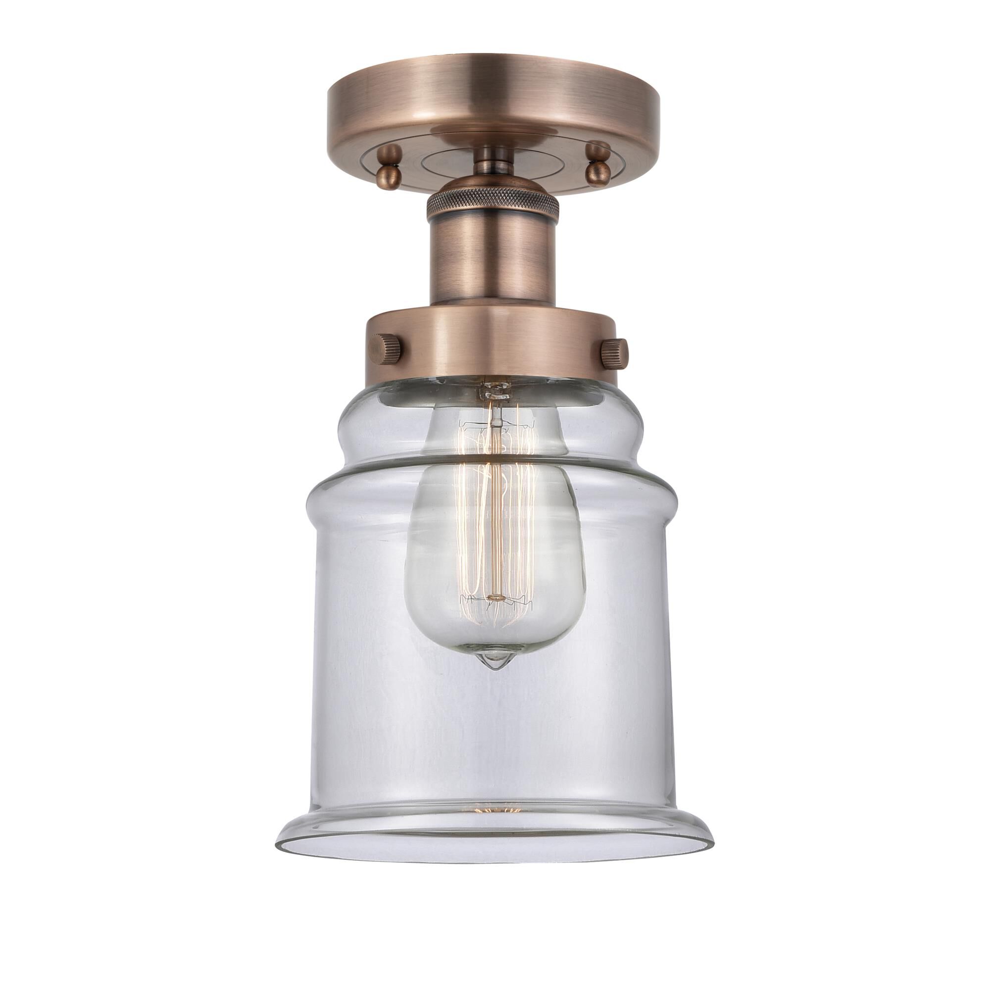 Shown in Antique Copper finish and Clear glass