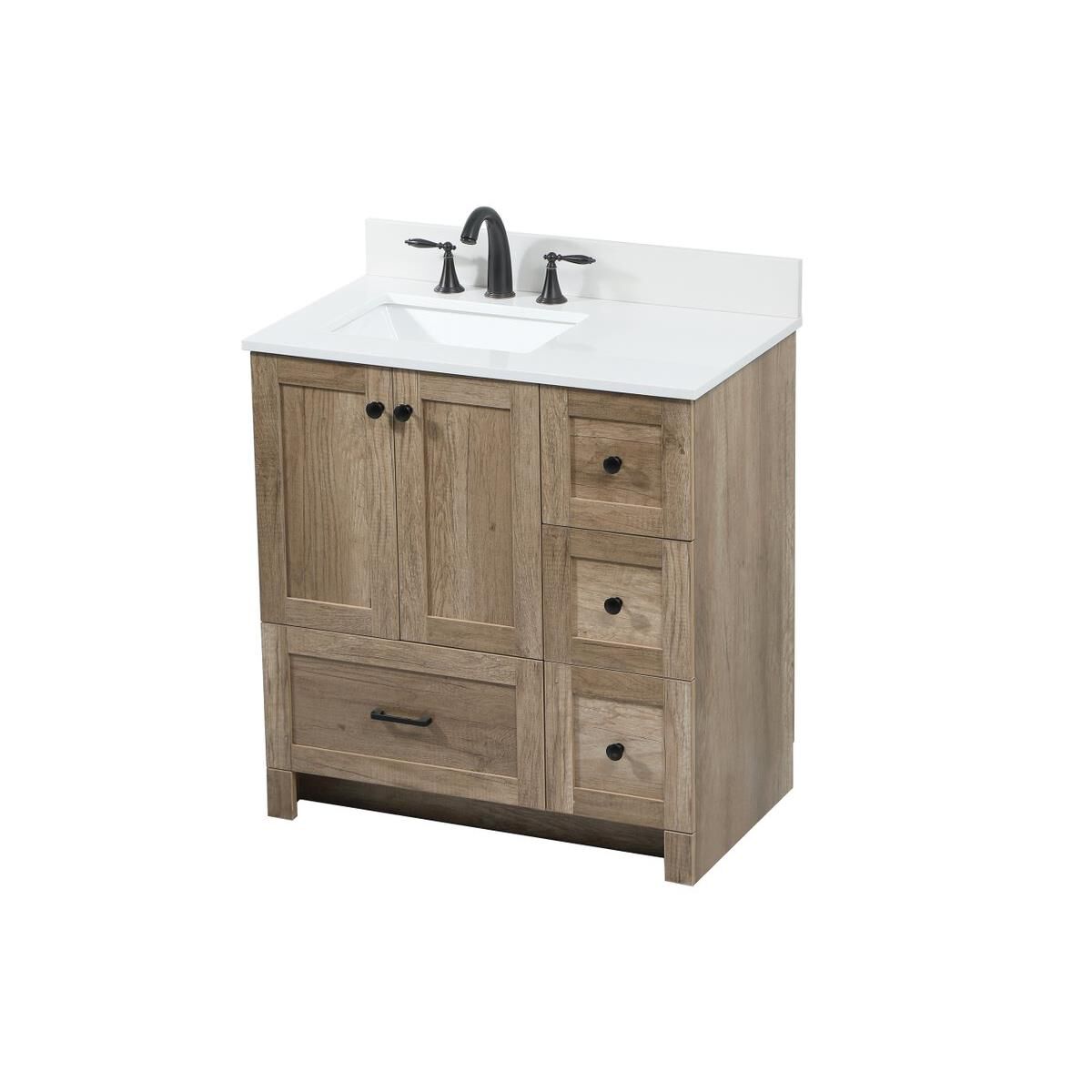 Shown in Natural Oak finish and With Backsplash accent