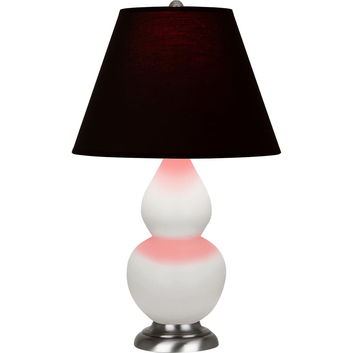 Shown in Matte Lily finish and Ink Black with Rose Red Lining shade and Antique Silver accent