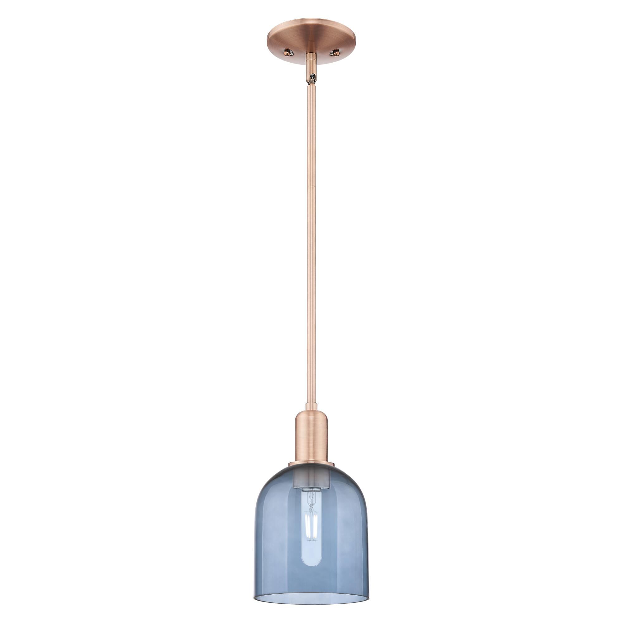 Shown in Antique Copper finish and Blue glass