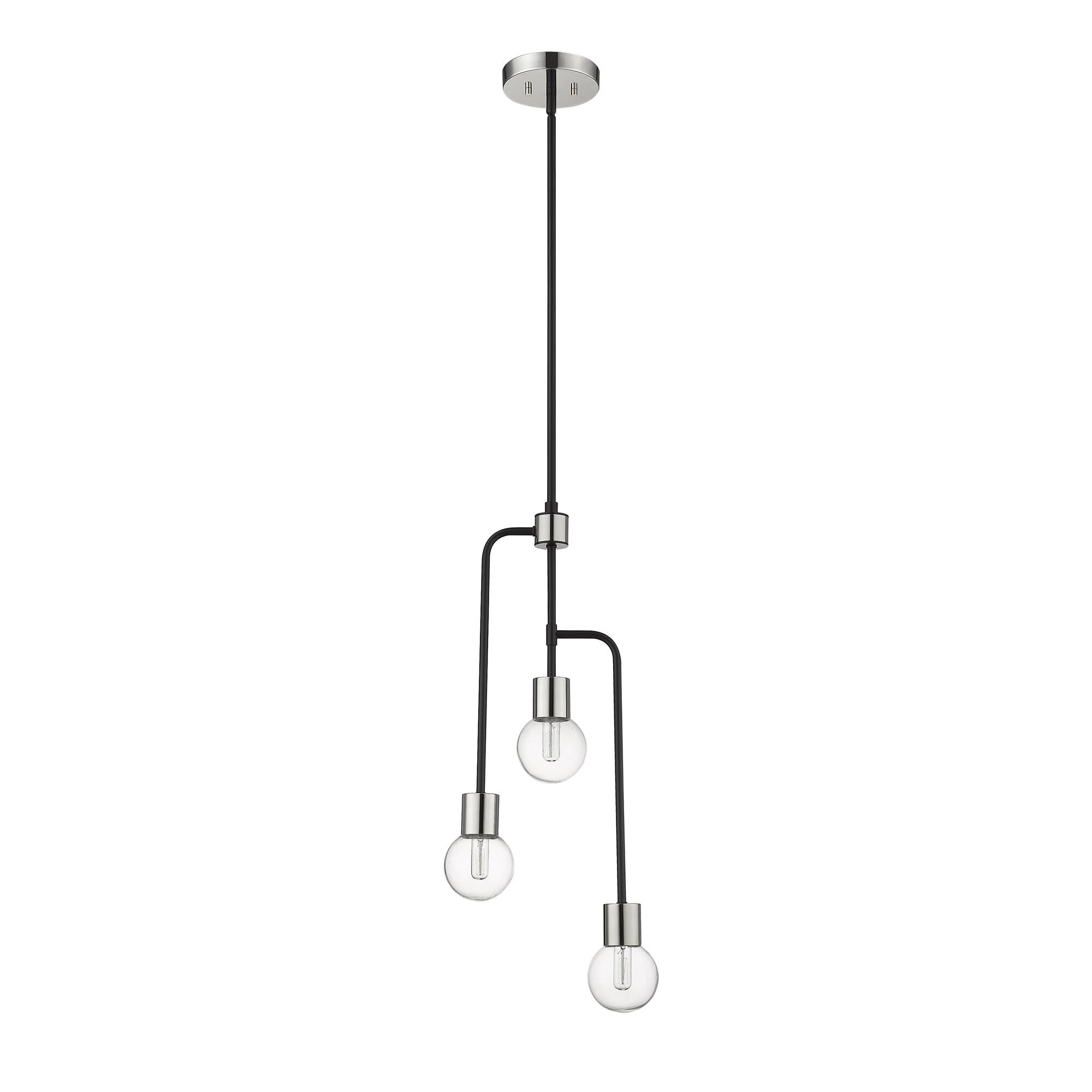 Shown in Matte Black + Polished Nickel finish and Glass shade