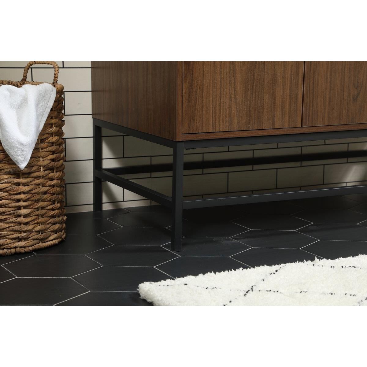 Shown in Walnut finish and Without Backsplash accent