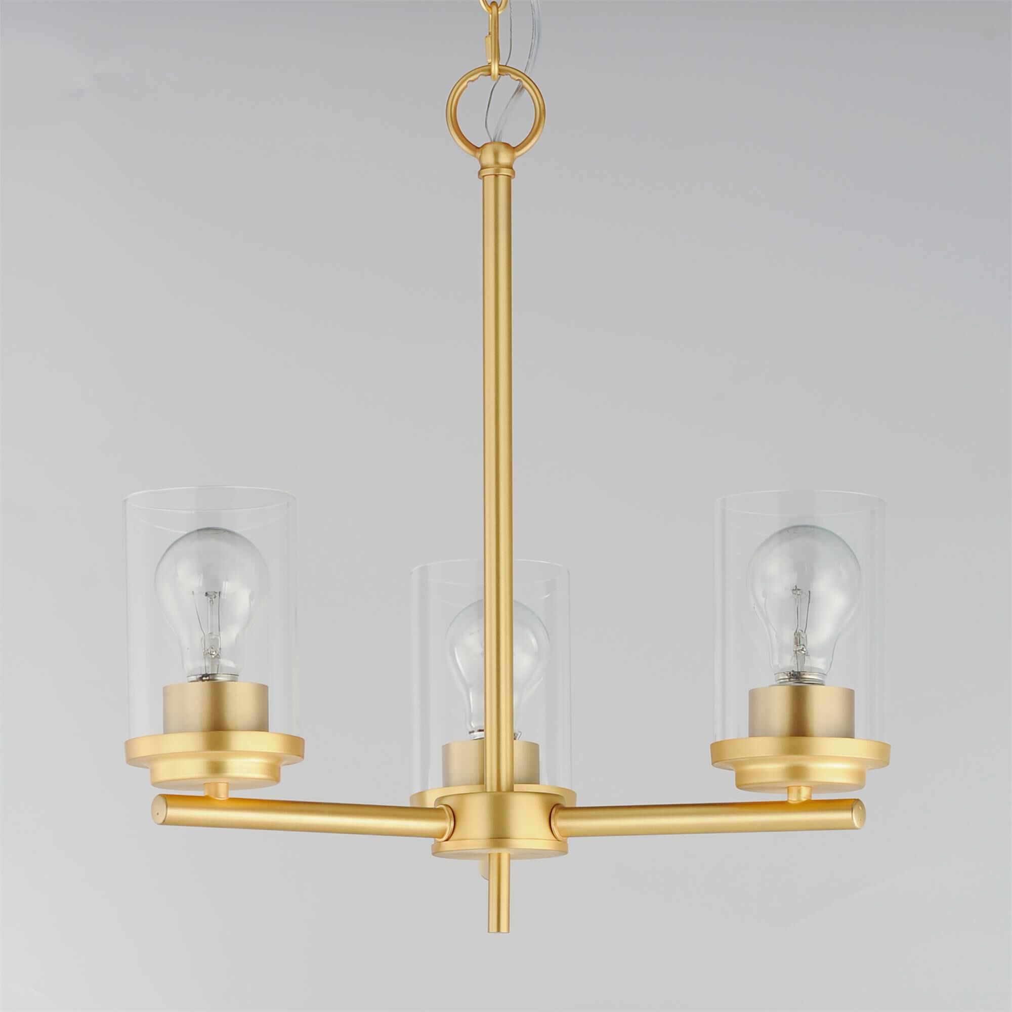 Shown in Satin Brass finish and Clear glass