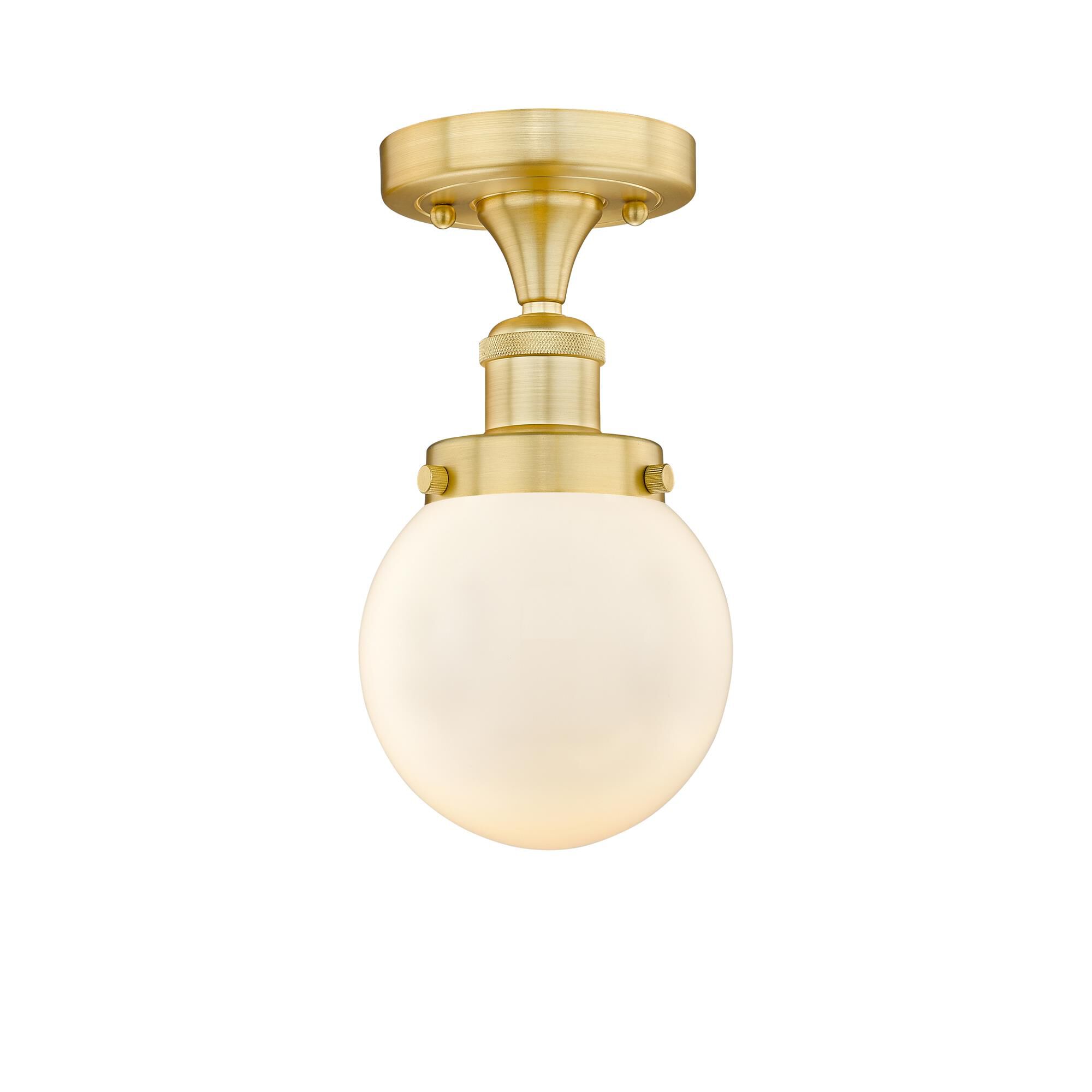 Shown in Satin Gold finish and Matte White glass